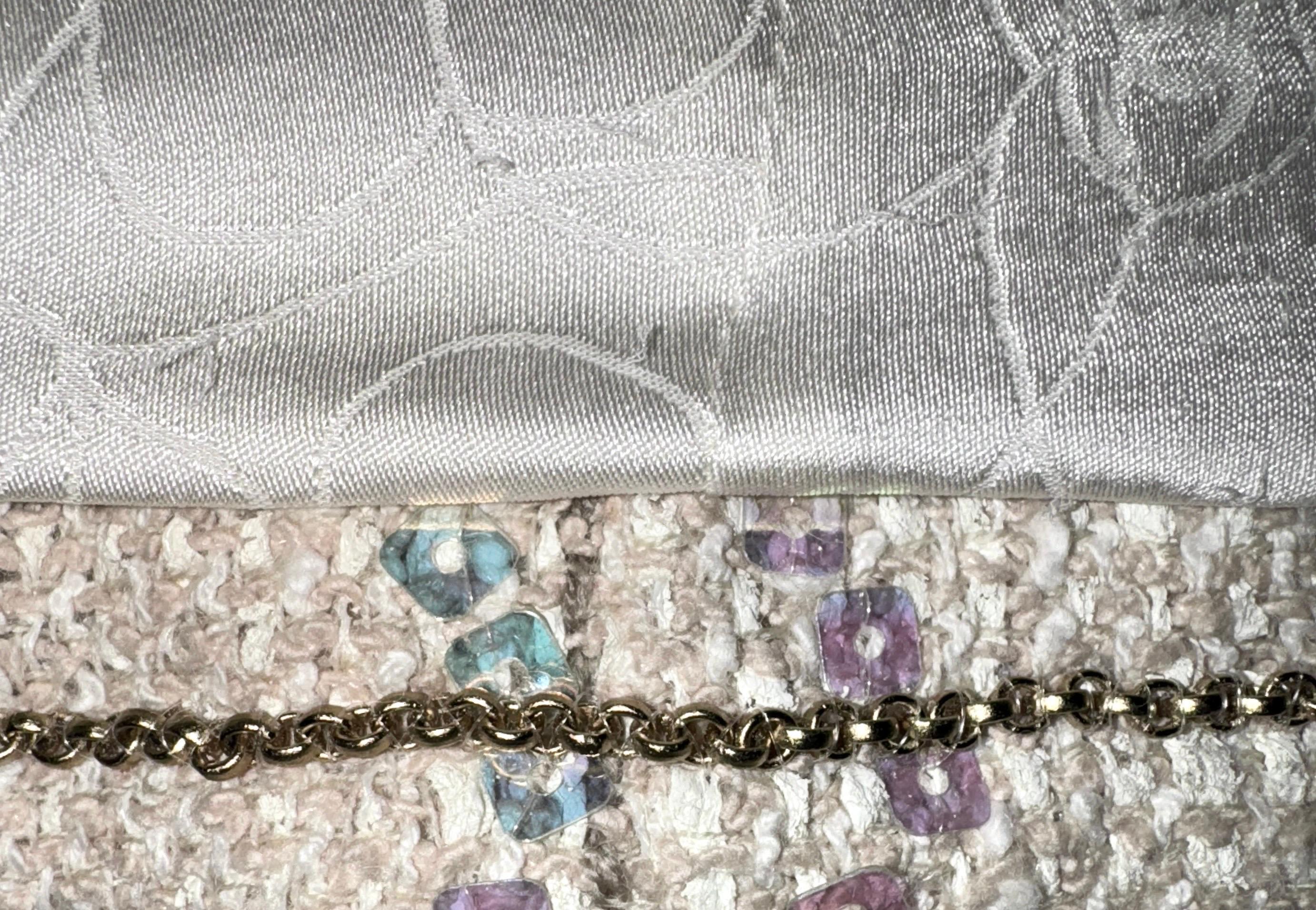 CHANEL Rare Fantasy TweednSequins Trimmed Jacket Skirt Suit Ensemble 42 For Sale 3