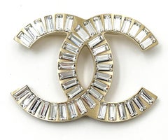 Chanel Rare Gold CC Baguette Crystal XL Brooch