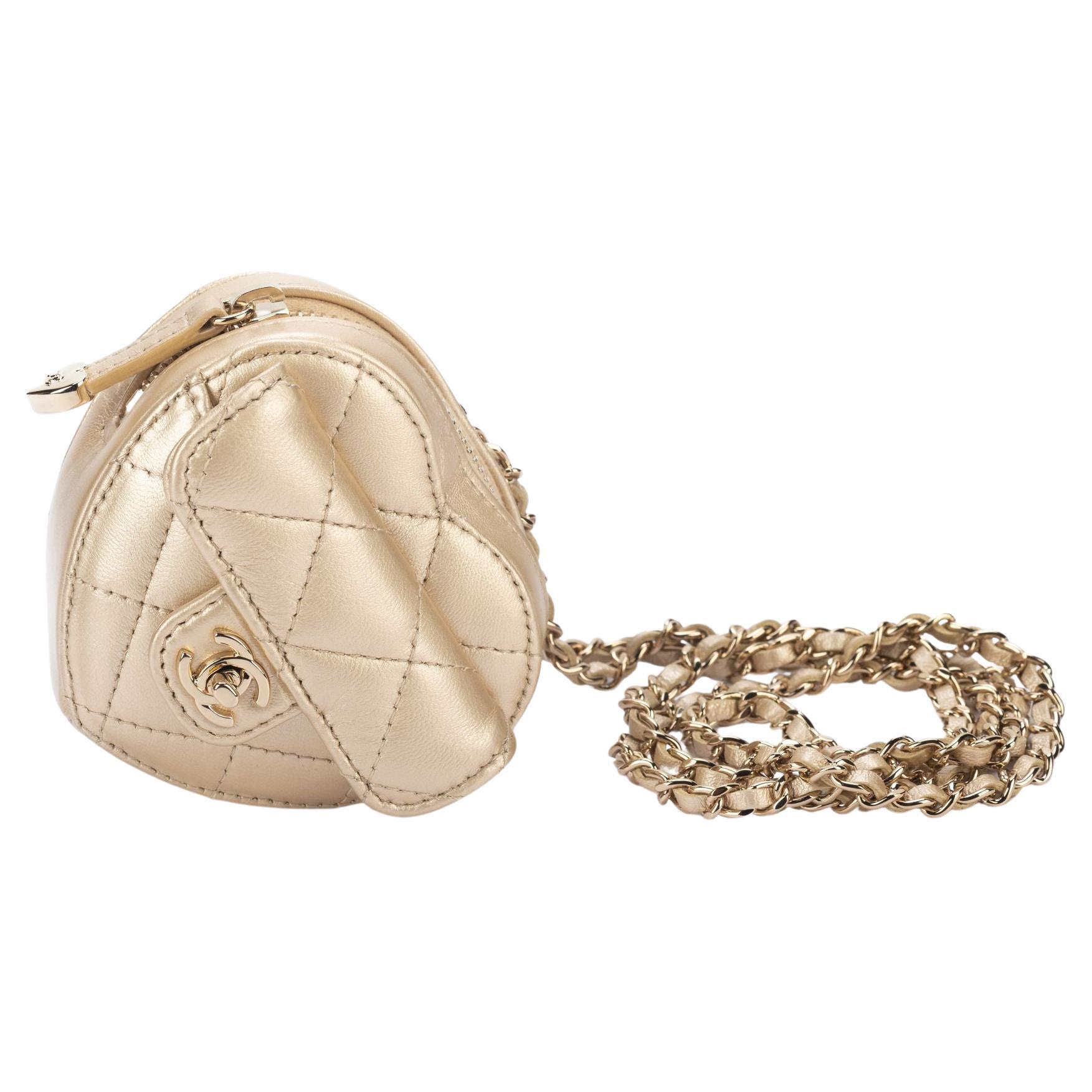 Chanel Rare Gold Leather Heart Necklace
