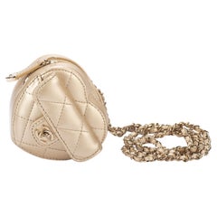 Chanel Rare Gold Leather Heart Necklace