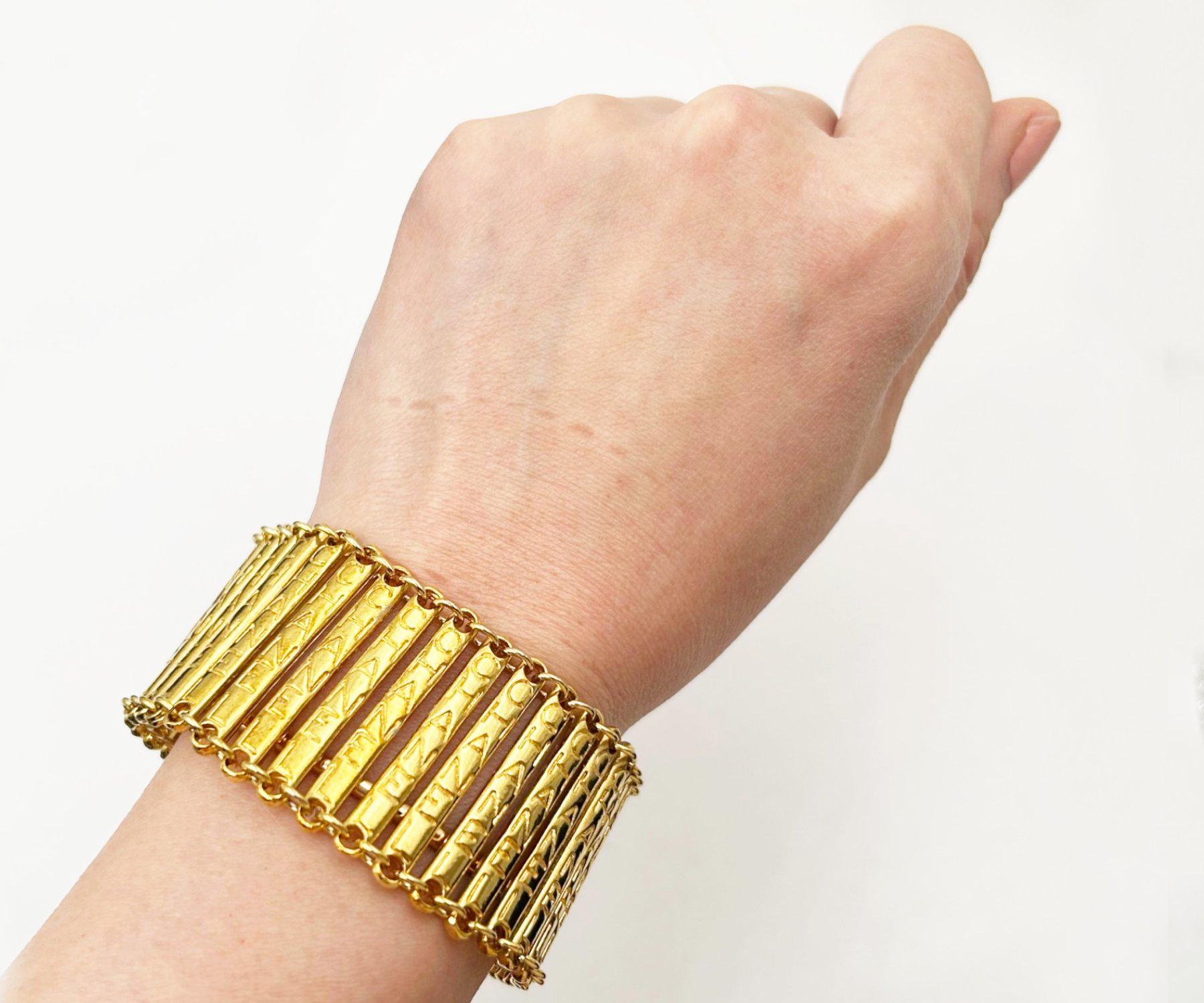 Chanel Rare Gold Plated Chanel Bar Bracelet In Excellent Condition In Pasadena, CA