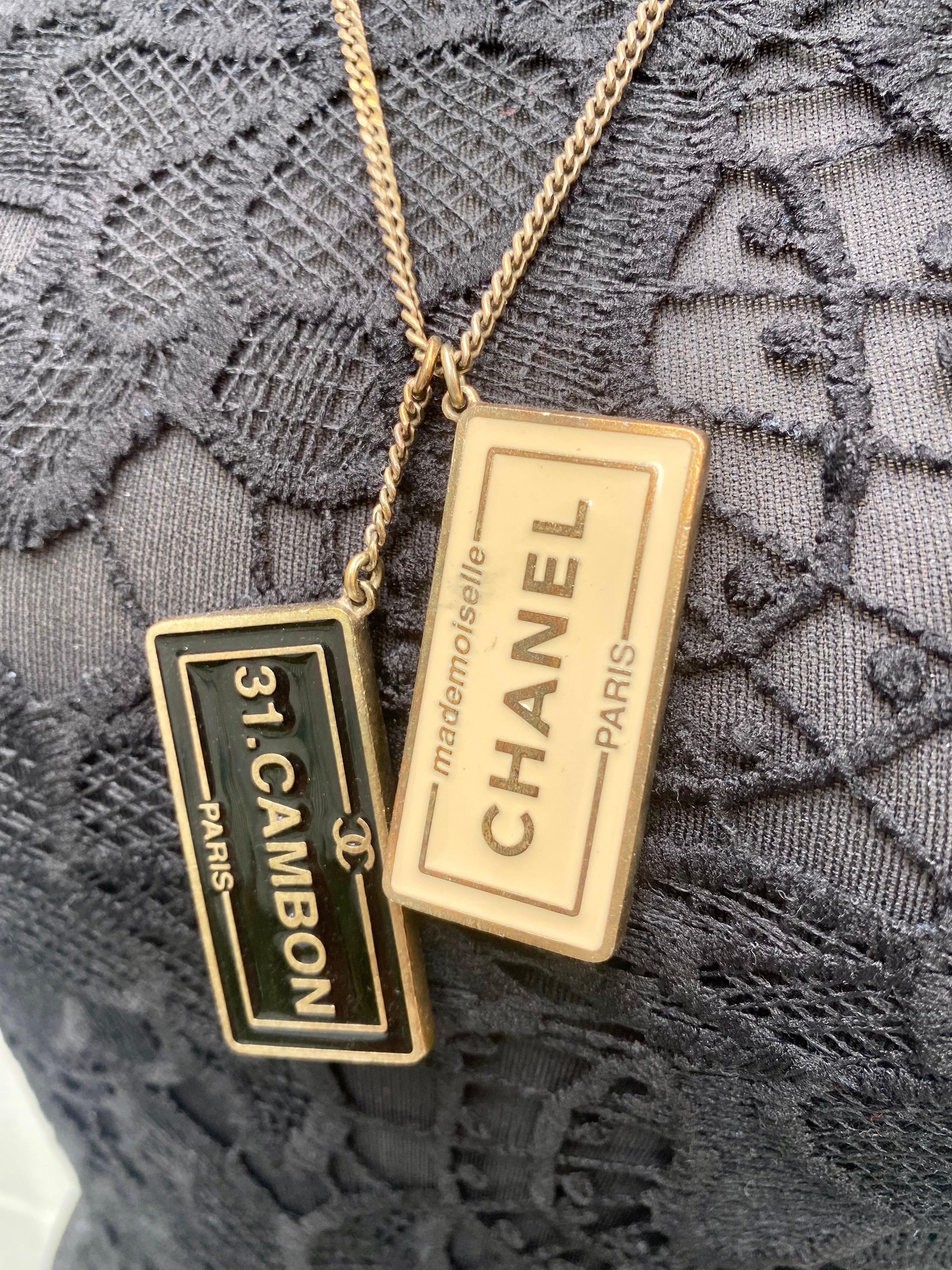 chanel dog tag necklace