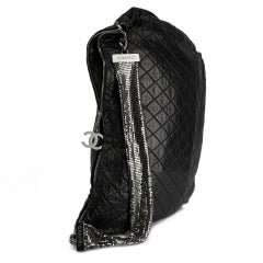 Chanel Rare Jumbo Hobo Limited Edition Mesh Chain gestepptes schwarzes Lammleder