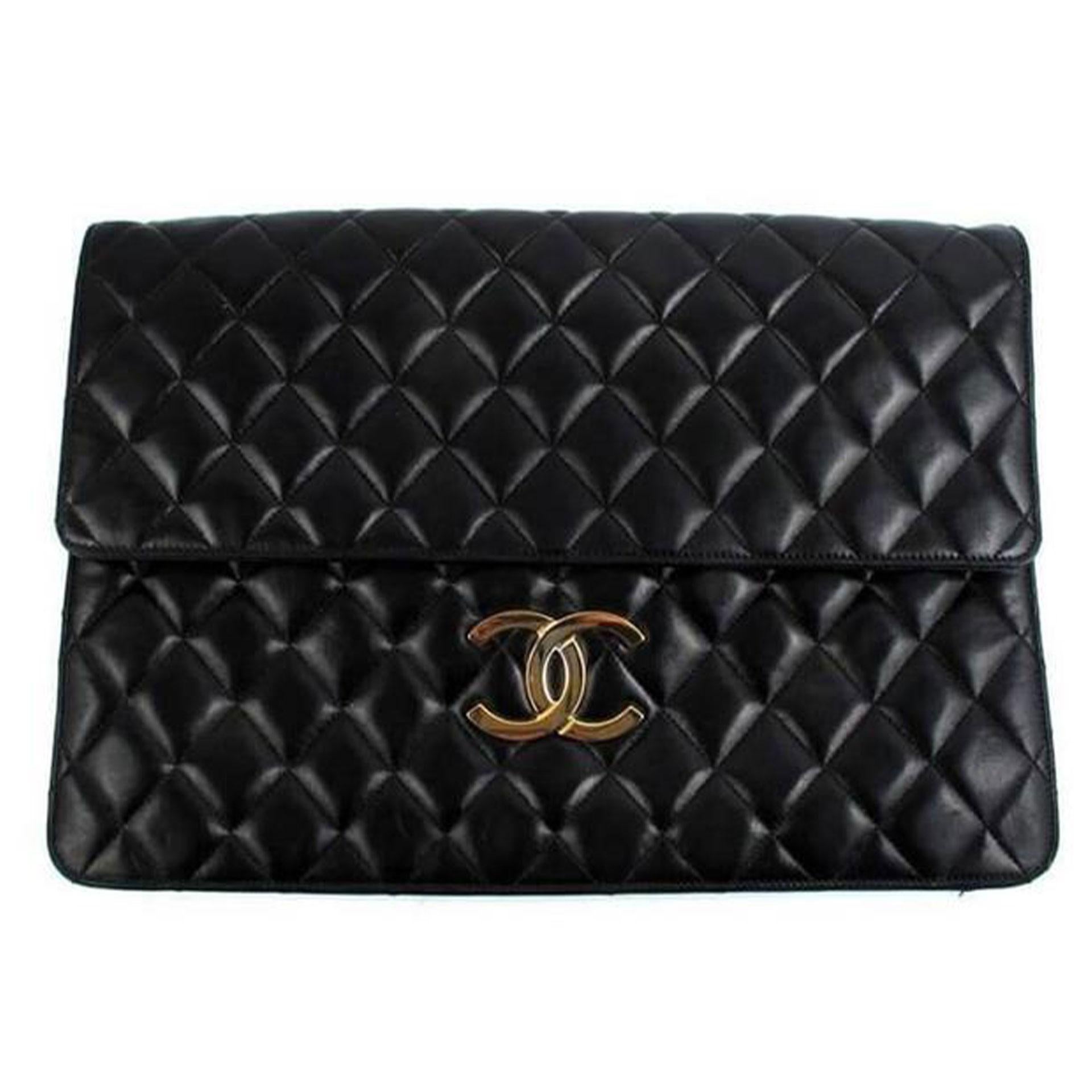 Chanel 1990 Rare Jumbo Maxi XL Vintage Classic Flap Giant Clutch Briefcase For Sale 3