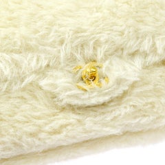 Chanel Rare Kelly Off White Fantasy Rabbit Fur Top Handle Satchel Evening Bag