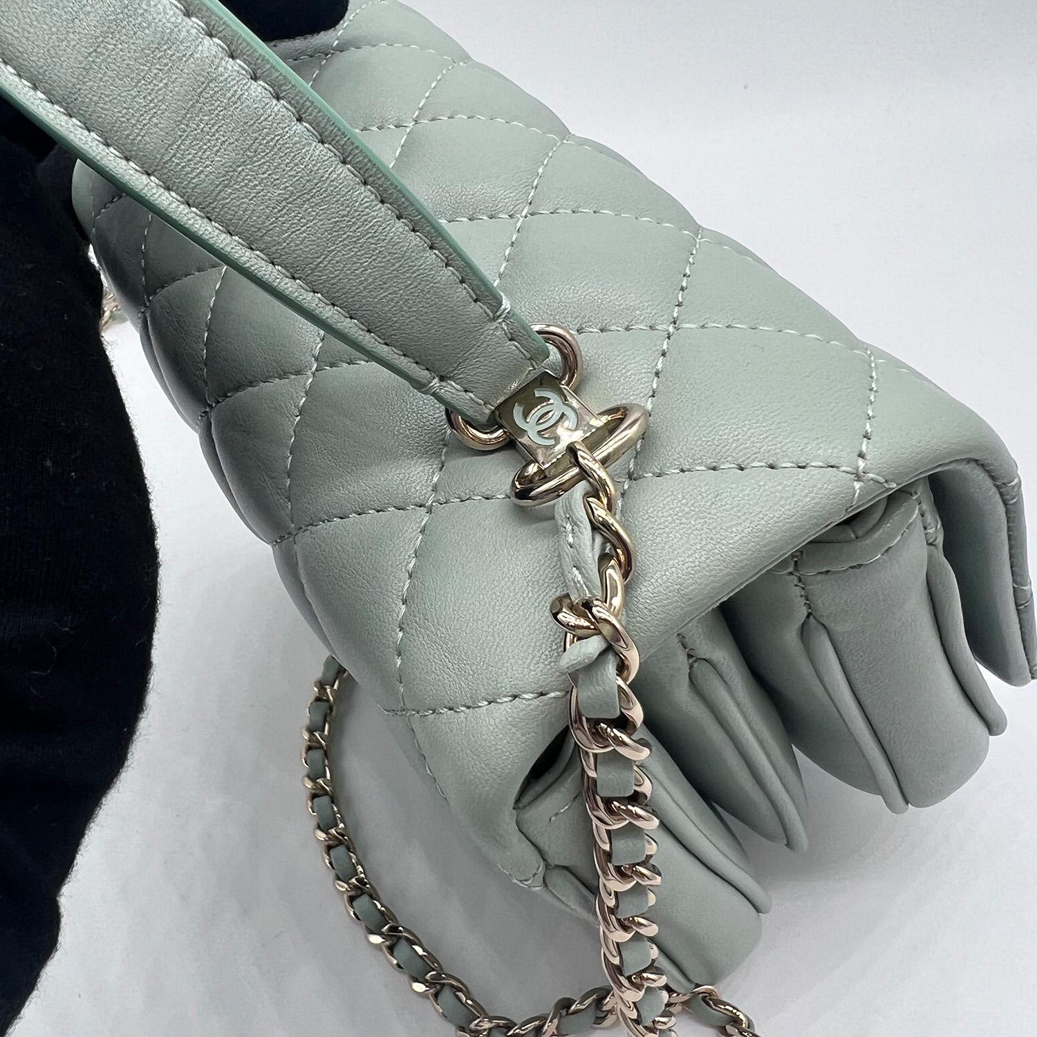 Chanel Rare Lambskin Citizen Chic Mini Flap Bag In Light Green Gold Hardware 6