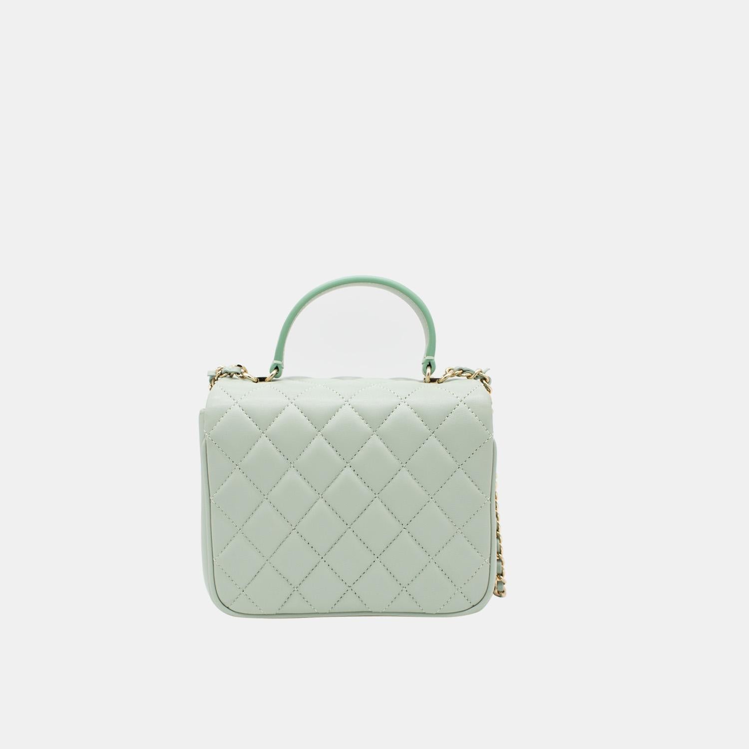Chanel Rare Lambskin Citizen Chic Mini Flap Bag In Light Green Gold Hardware In Excellent Condition In London, GB
