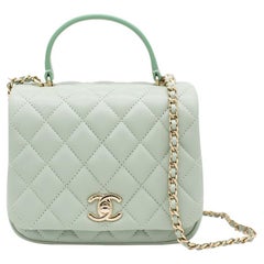 Chanel Rare Lambskin Citizen Chic Mini Flap Bag In Light Green Gold Hardware