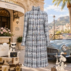 CHANEL Rare Lesage Tweed Coat CC Jewel Buttons 42 FR