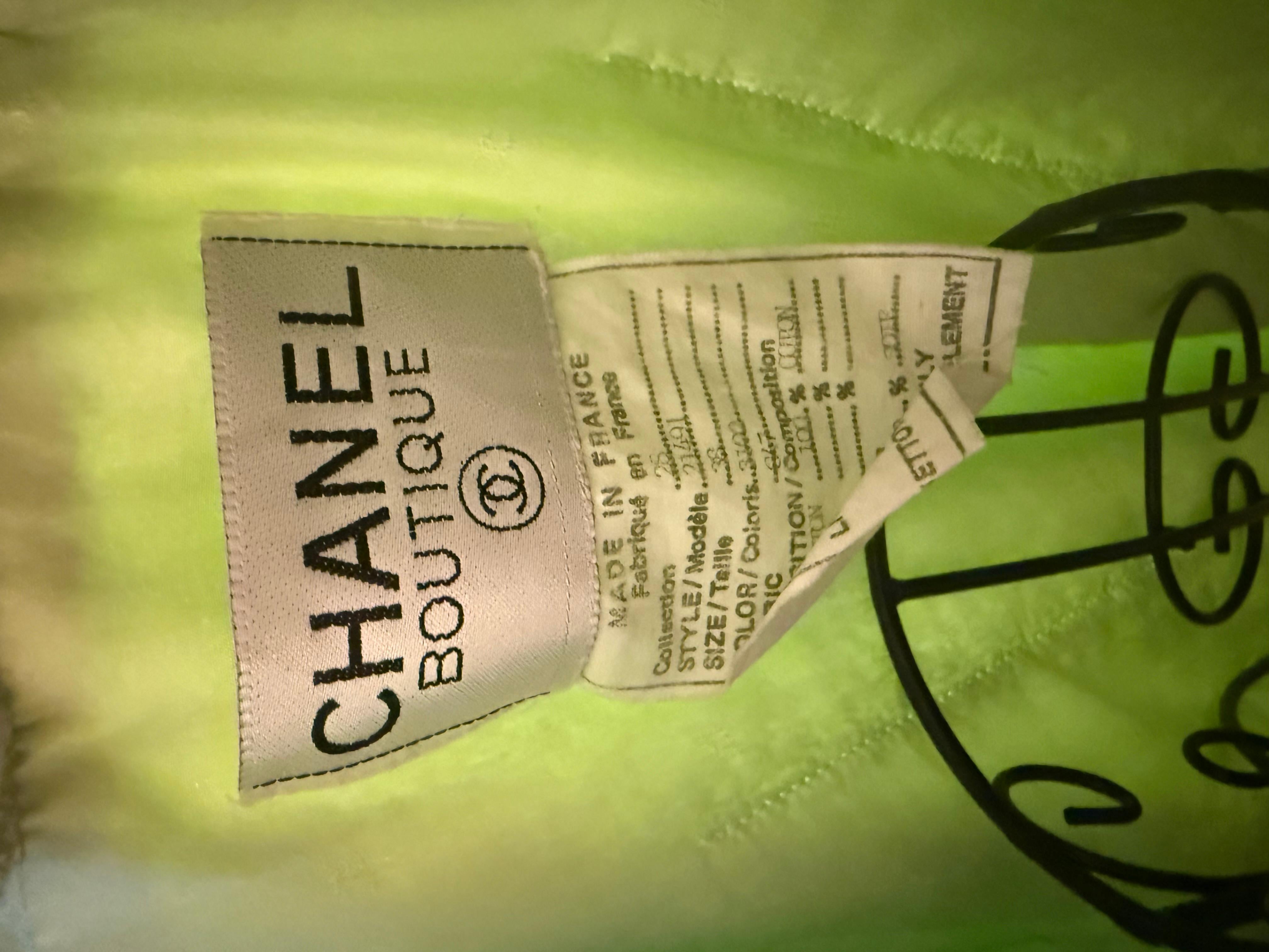 Chanel Rare Light Green Lime Terrycloth Terry Cloth Jacket For Sale 3