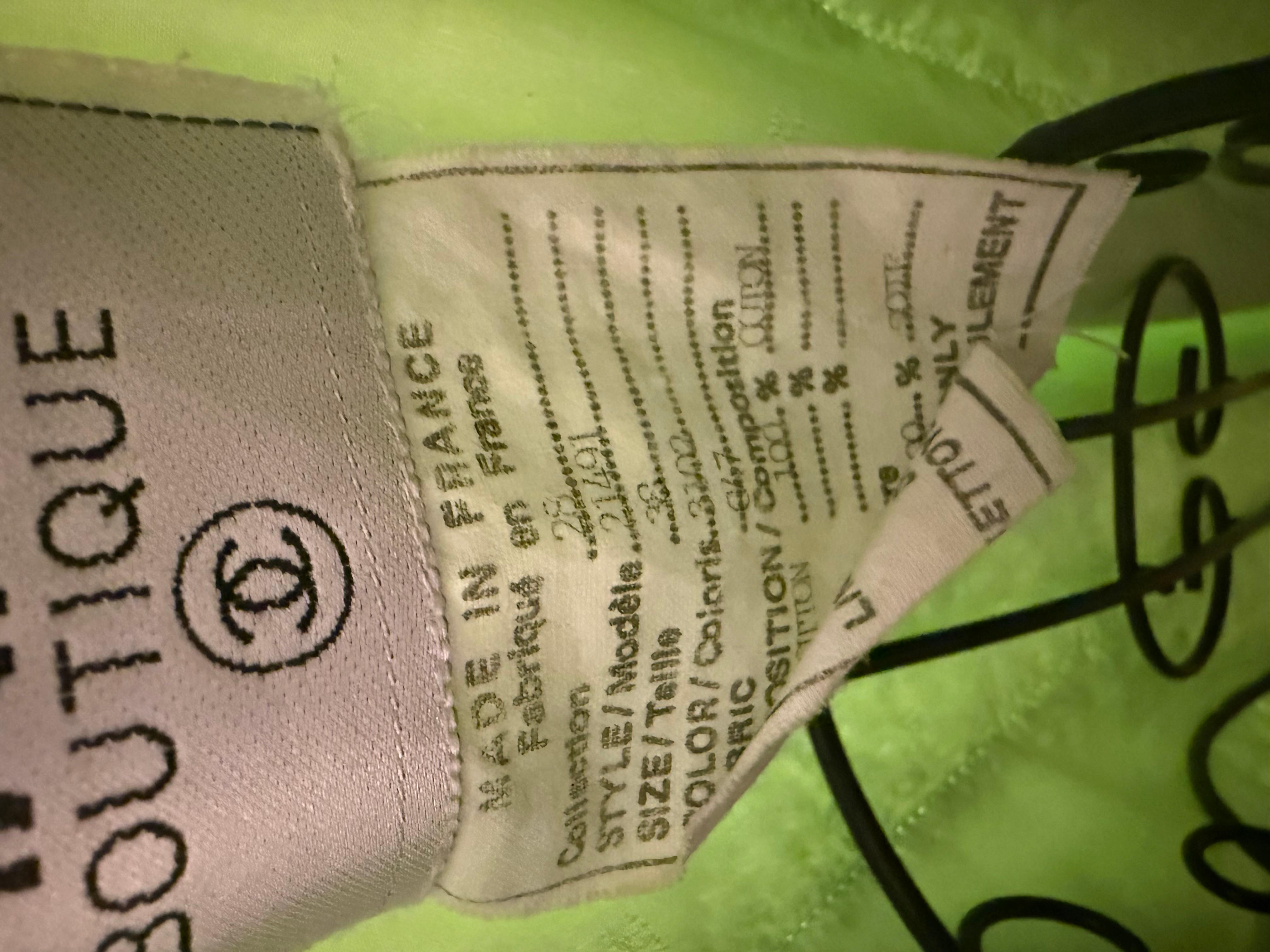 Chanel Rare Light Green Lime Terrycloth Terry Cloth Jacket For Sale 4