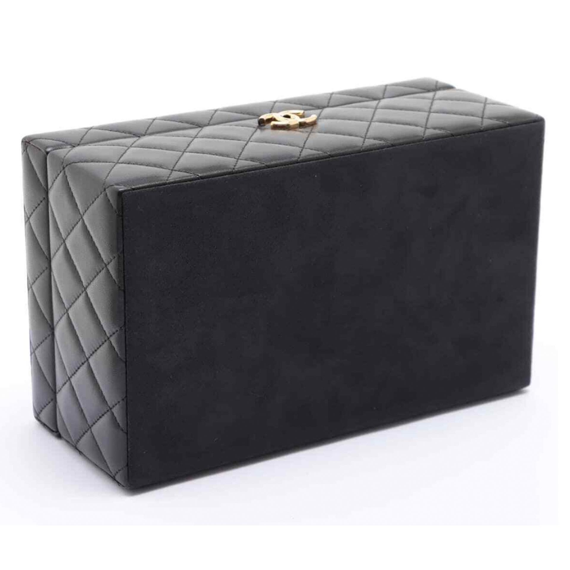 Women's or Men's Chanel Rare Limited Edition Black Quilted Lambskin Collectors Decor Jewelry Box  For Sale