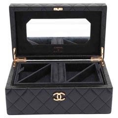 Chanel Rare Limited Edition Black Quilted Lambskin Collectors Decor Jewelry Box 