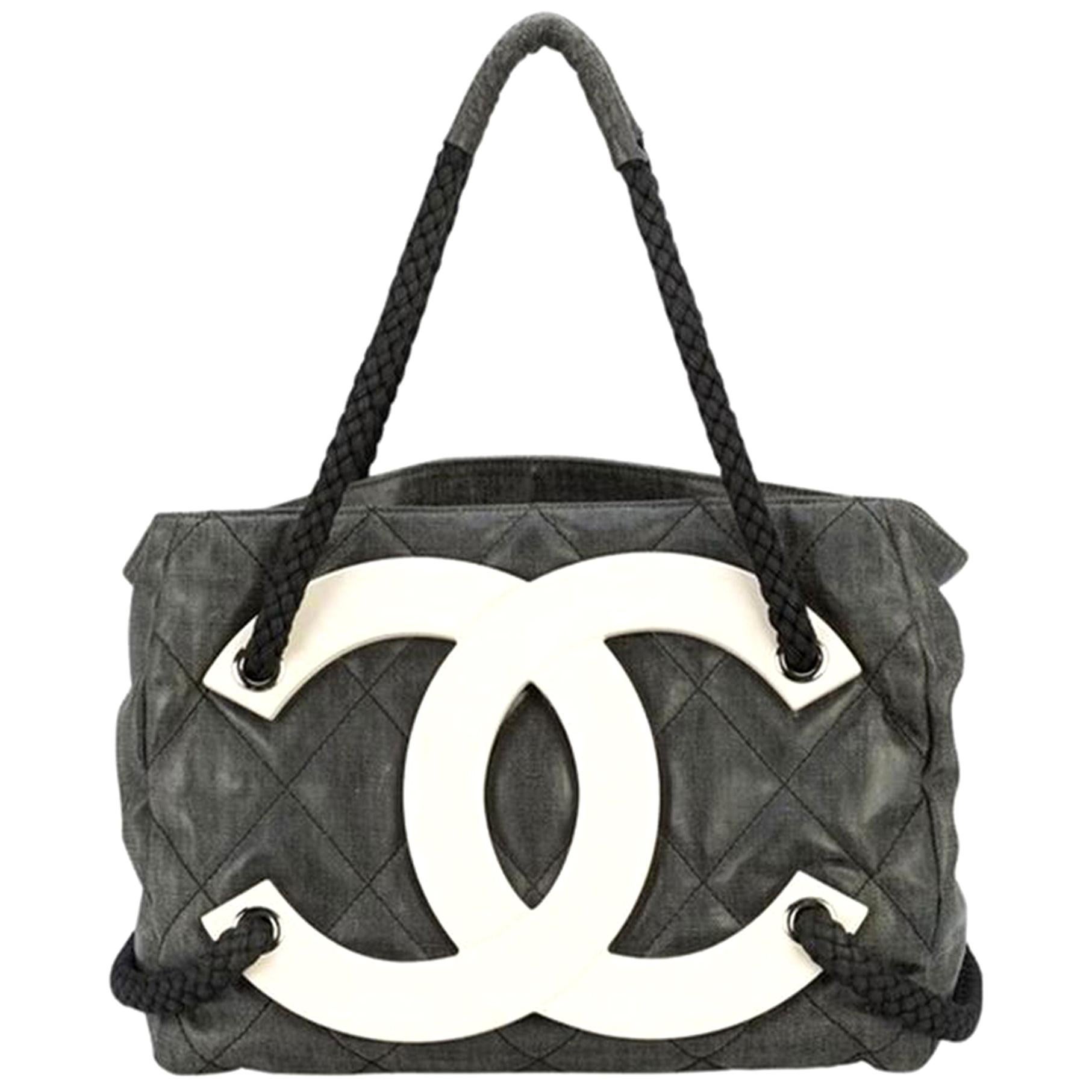 Chanel Rare Limited Edition Cruise Yacht Nautical Beach Black Coated Canvas Tote For Sale