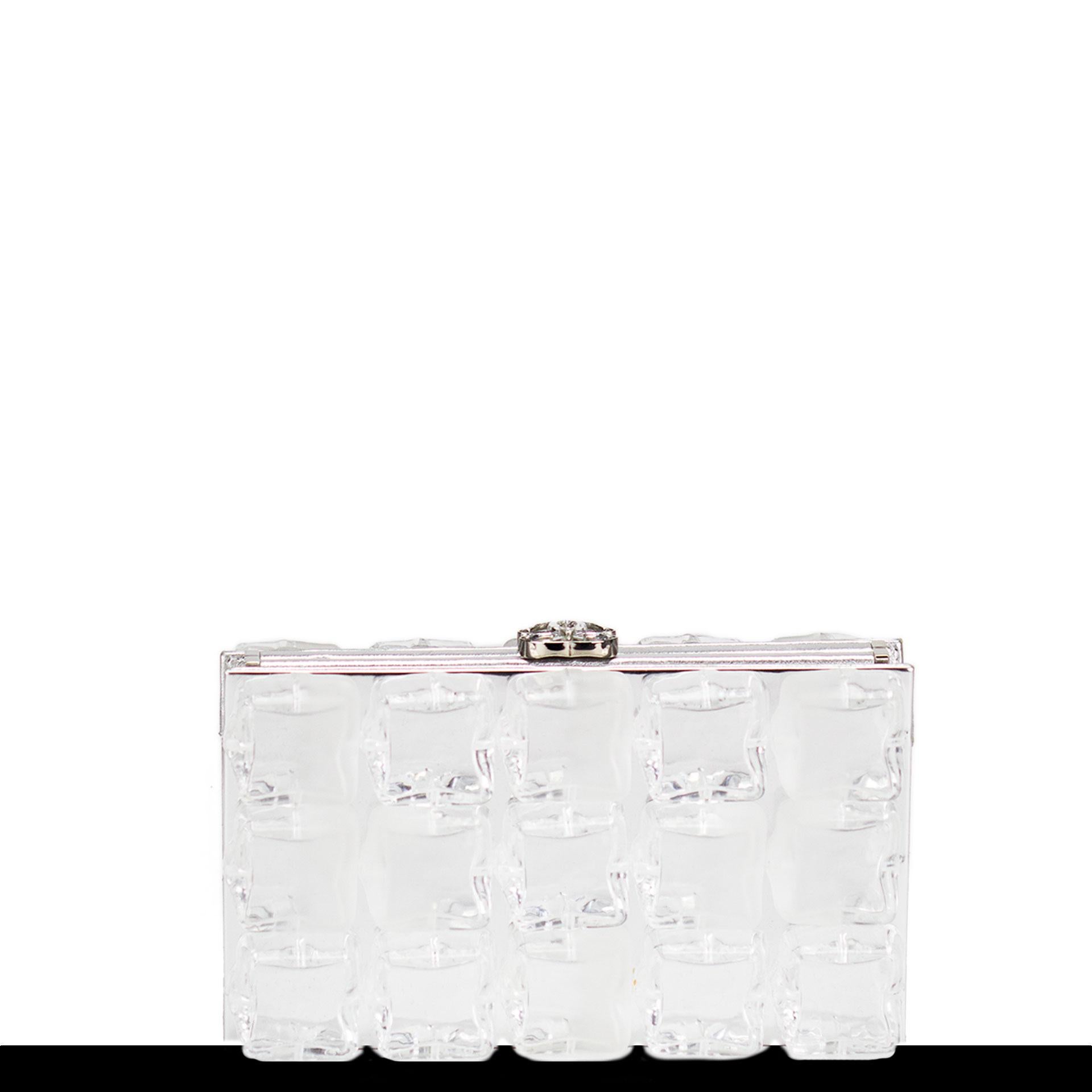 Chanel Rare Limited Edition Ice Cube Minaudière Silver Plexiglass Clutch 4