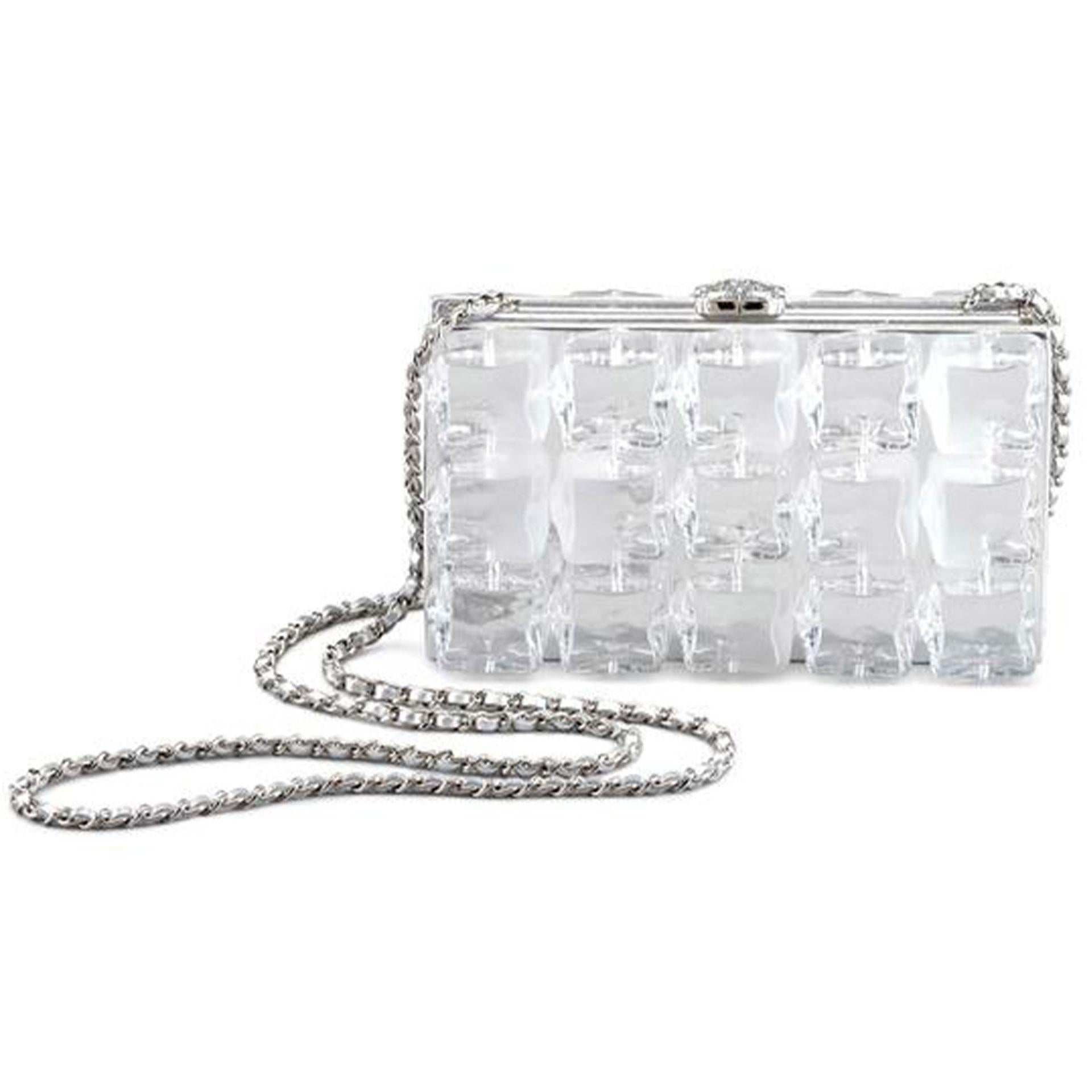 Chanel Rare Limited Edition Ice Cube Minaudière Silver Plexiglass Clutch 1