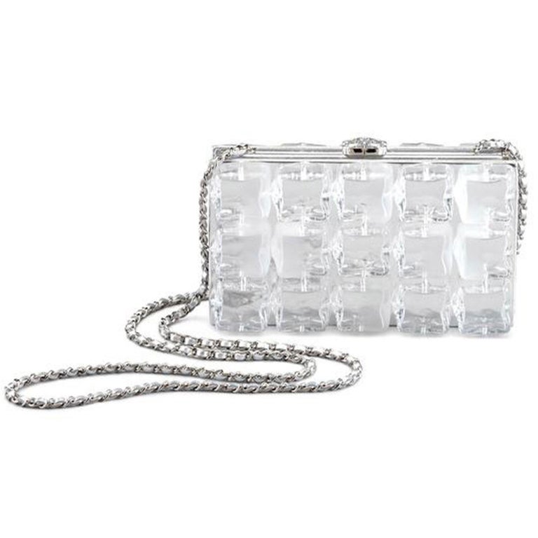 Chanel Rare Limited Edition Ice Cube Minaudière Silver Plexiglass
