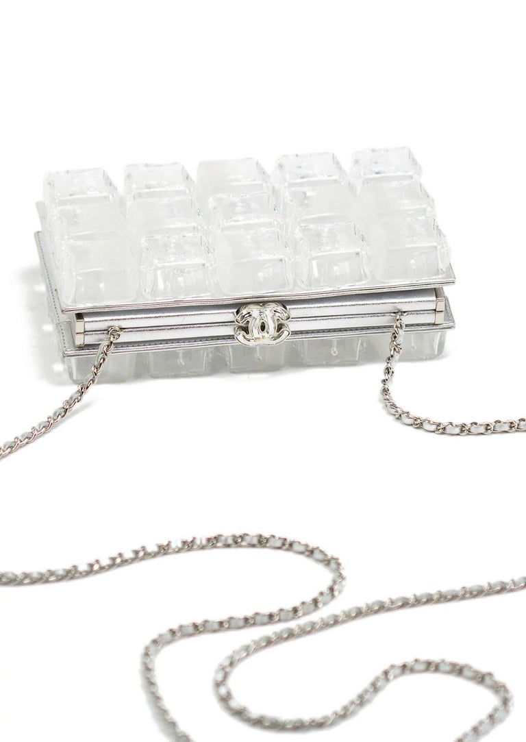 Chanel Rare Limited Edition Ice Cube Minaudière Silver Plexiglass