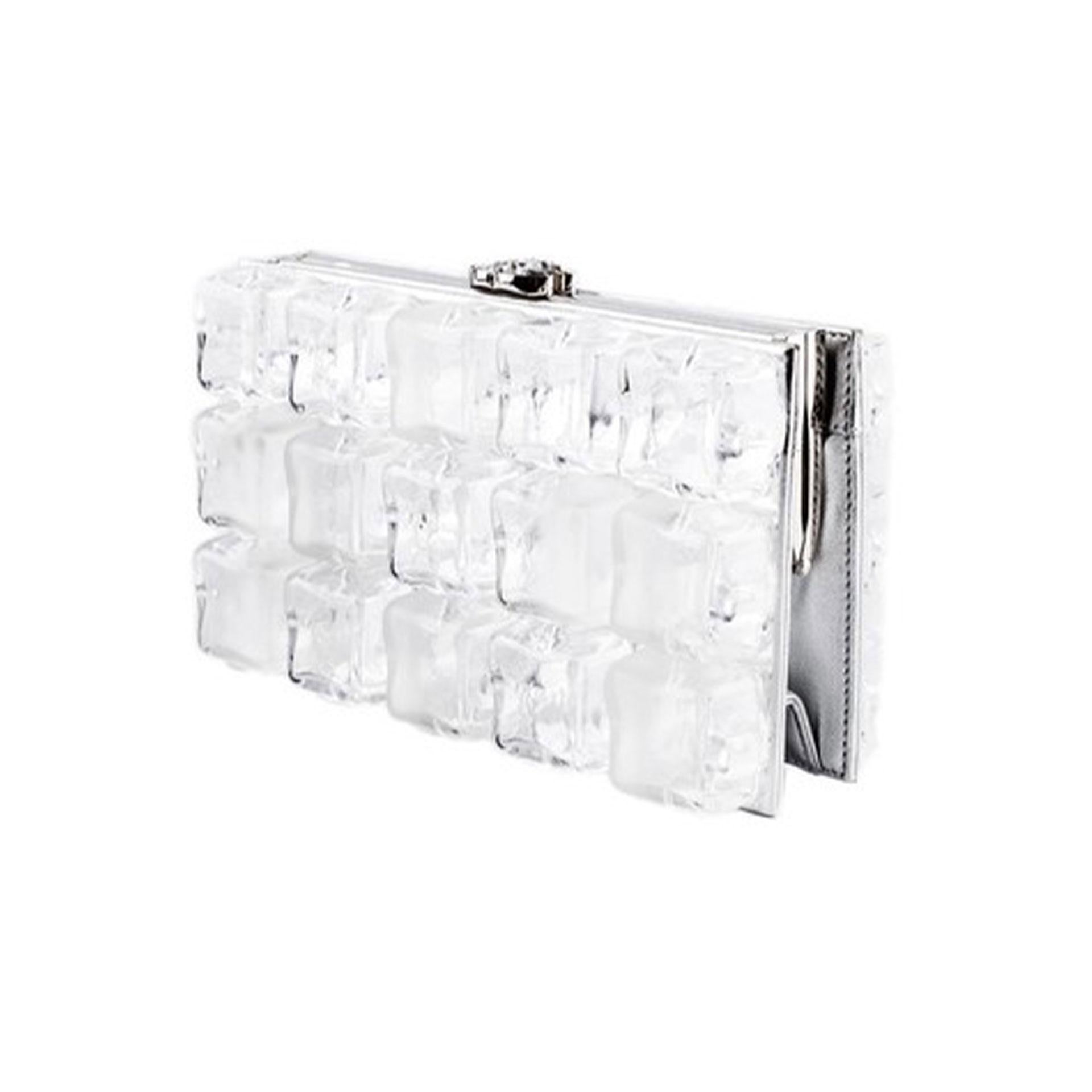 Women's or Men's Chanel Rare Limited Edition Ice Cube Minaudière Silver Plexiglass Clutch