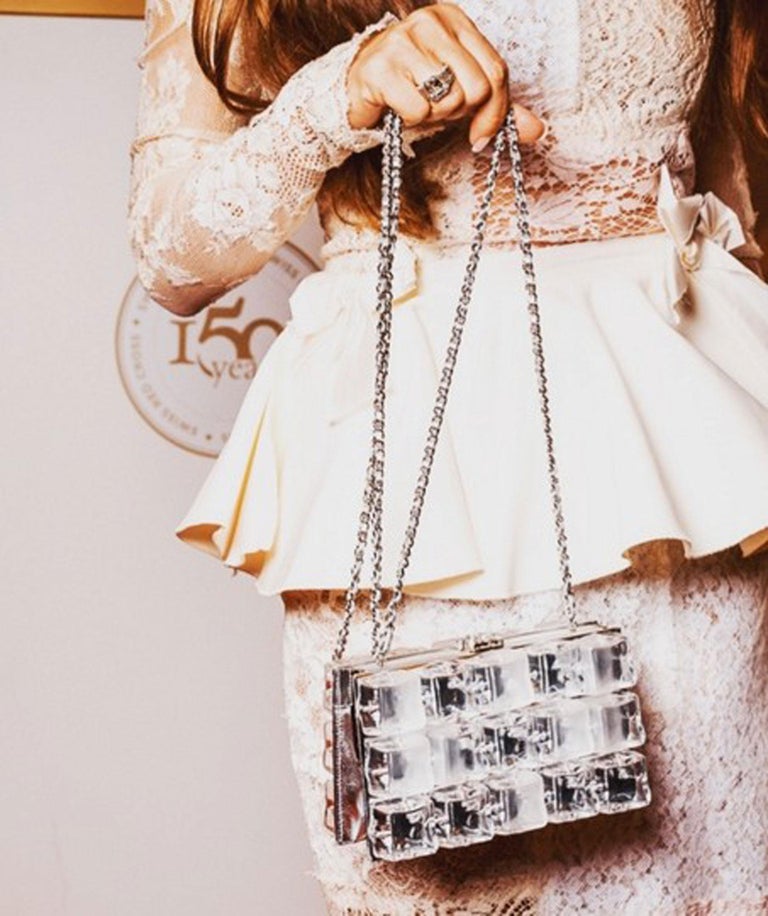 Chanel Rare Limited Edition Ice Cube Minaudière Silver Plexiglass