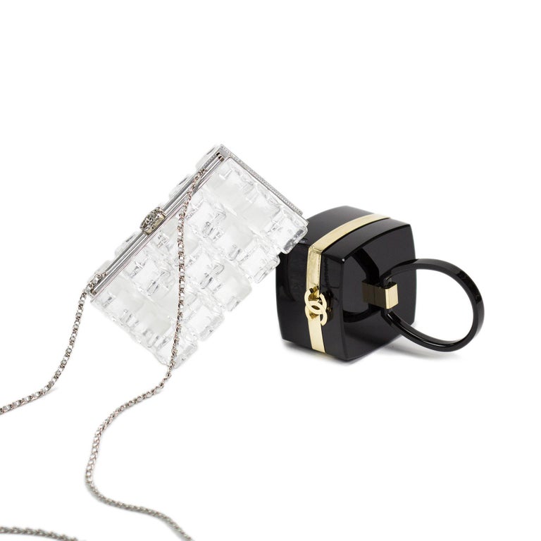 Chanel Rare Limited Edition Ice Cube Minaudière Silver Plexiglass Clutch at  1stDibs