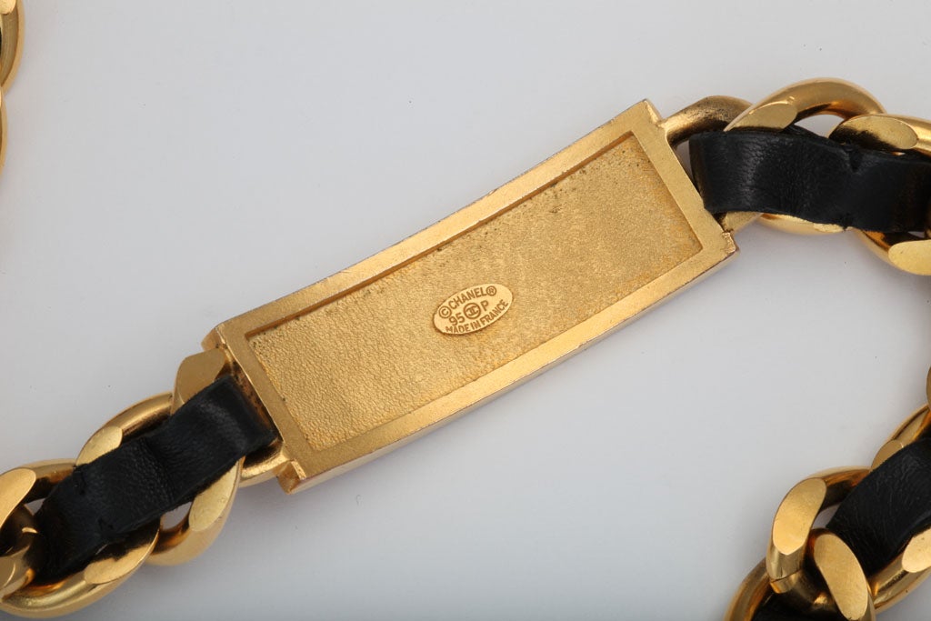 Women's Chanel Rare Logo Plate ID Choker Necklace with Rhinestones