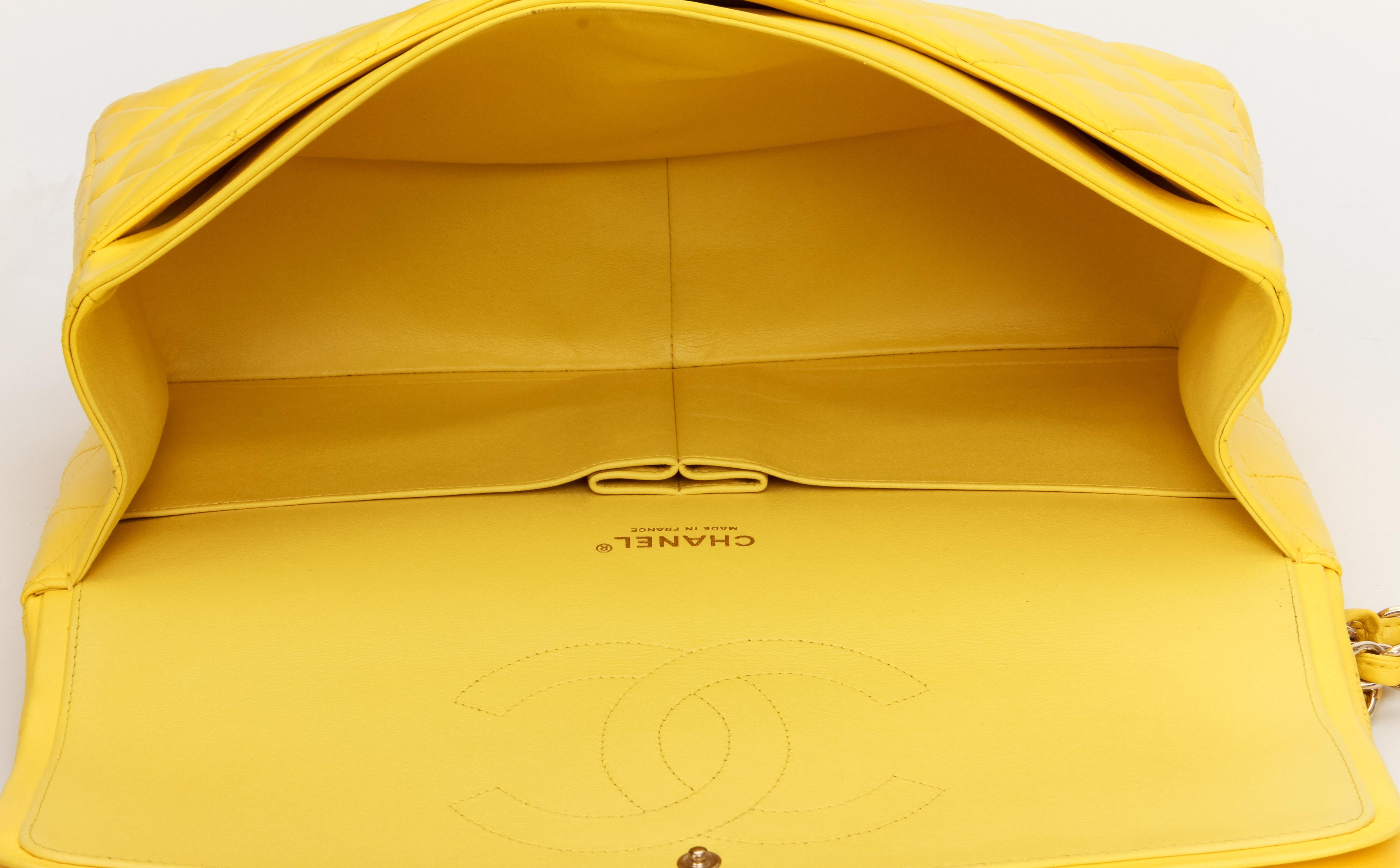 Chanel Rare Maxi Yellow Double Flap Bag 3