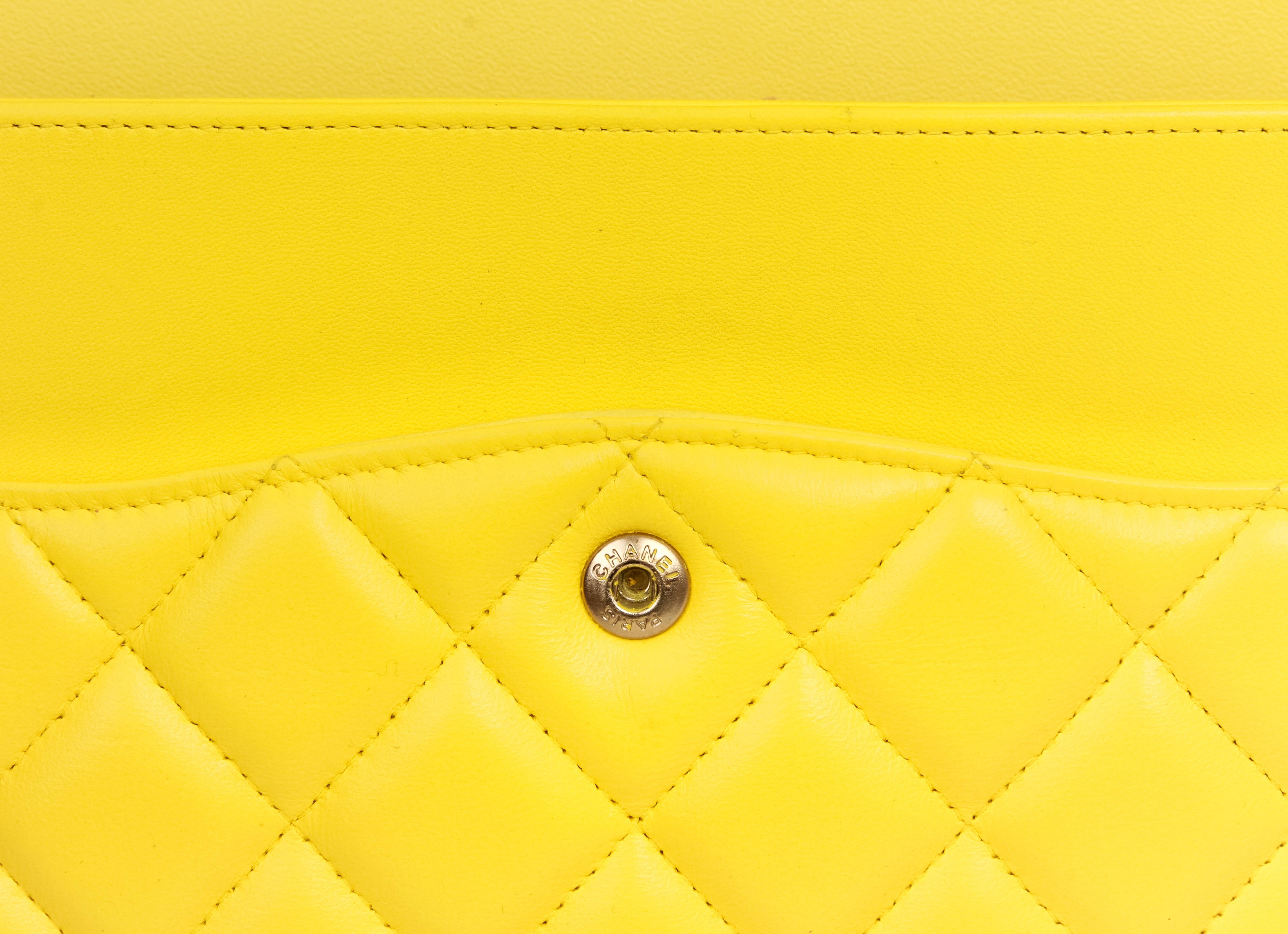 Chanel Rare Maxi Yellow Double Flap Bag 4