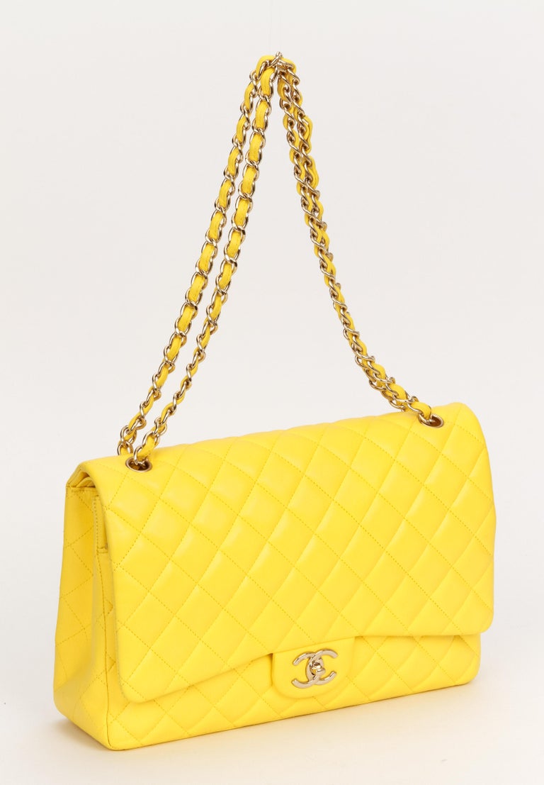 Chanel Rare Maxi Yellow Double Flap Bag