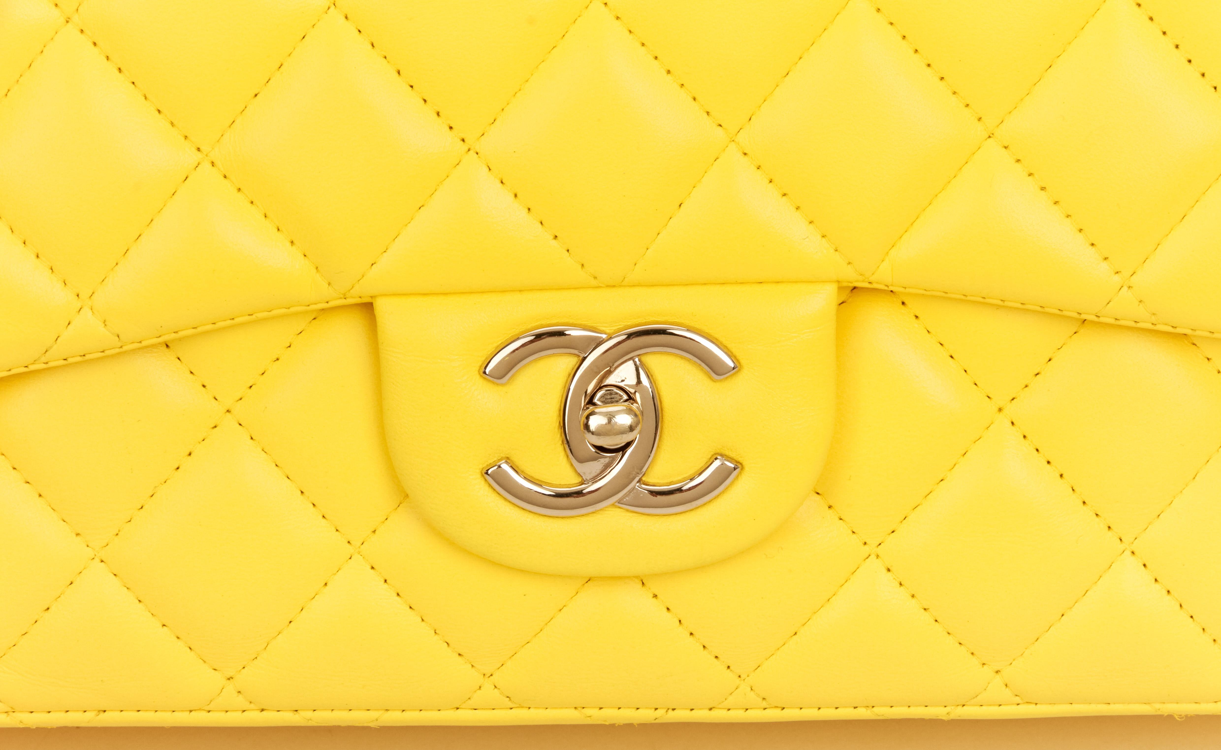 Women's Chanel Rare Maxi Yellow Double Flap Bag