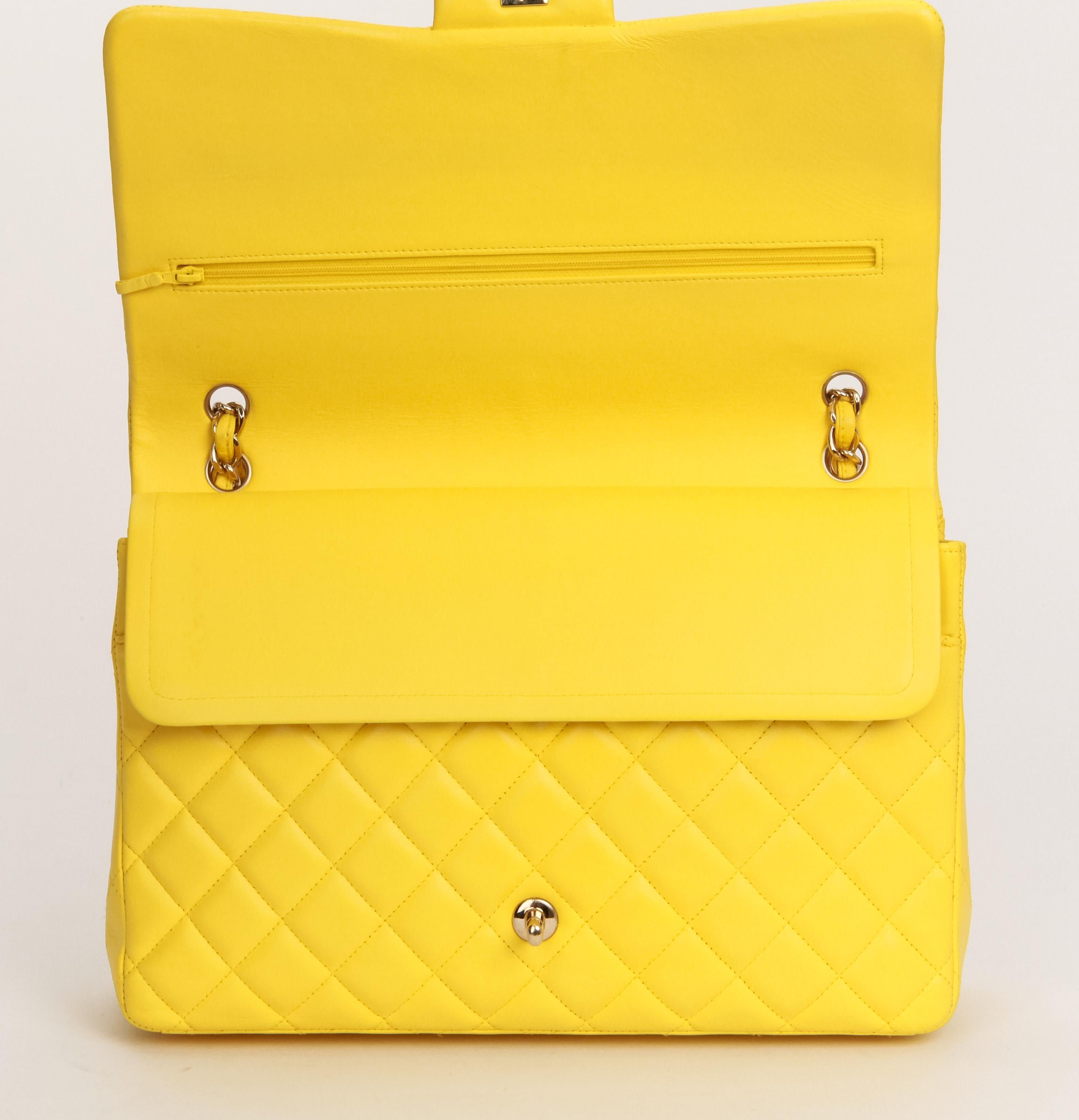 Chanel Rare Maxi Yellow Double Flap Bag 2