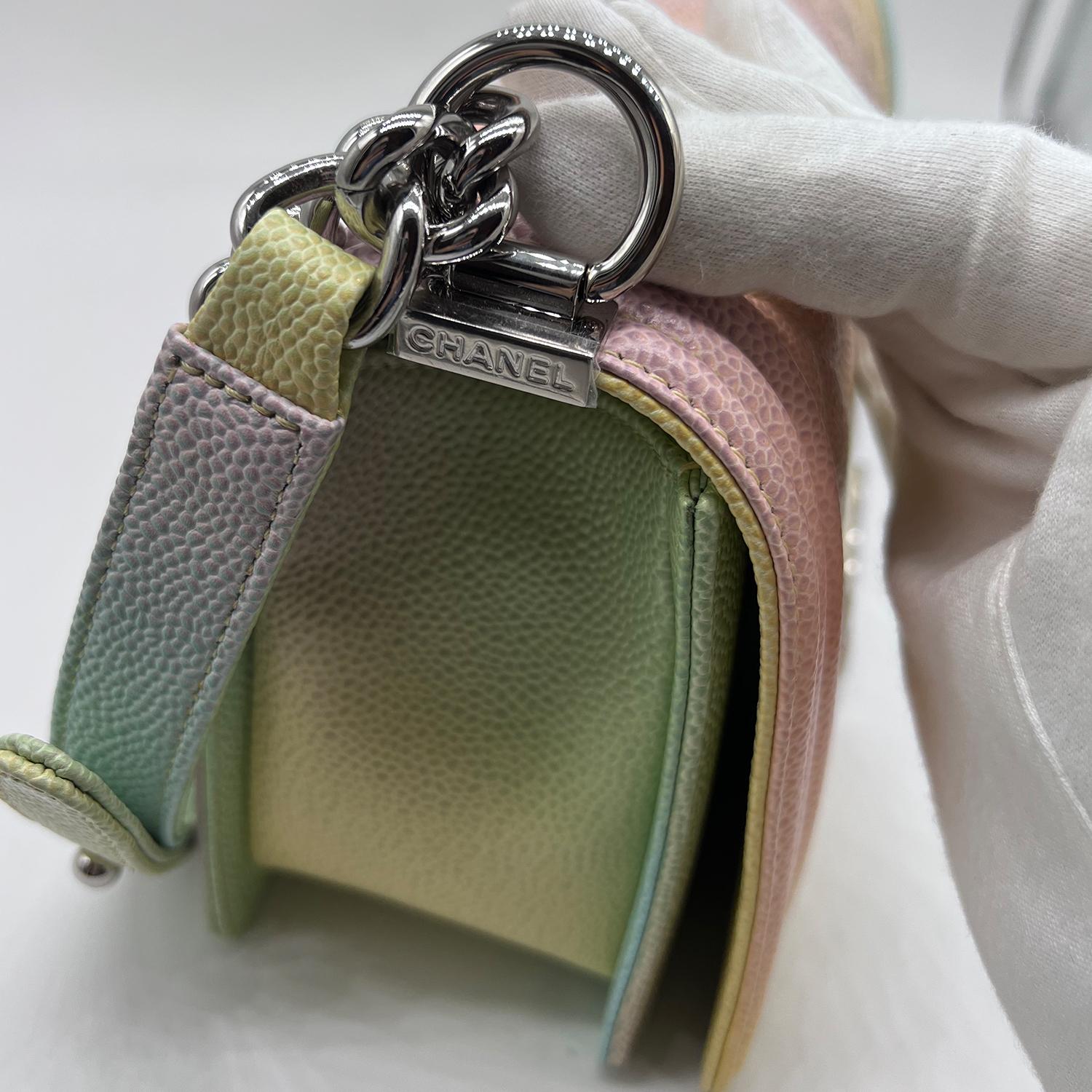 Chanel Rare Medium 25cm Caviar Boy In Rainbow Colours Bag SHW For Sale 5
