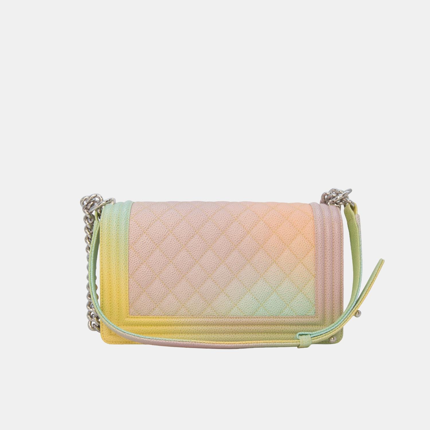 Chanel Rare Medium 25cm Caviar Boy In Rainbow Colours Bag SHW In Excellent Condition For Sale In London, GB