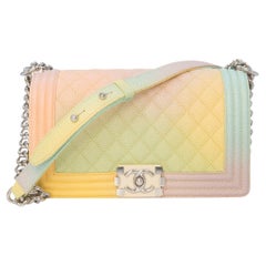 Chanel Rare Medium 25cm Caviar Boy In Rainbow Colours Bag SHW