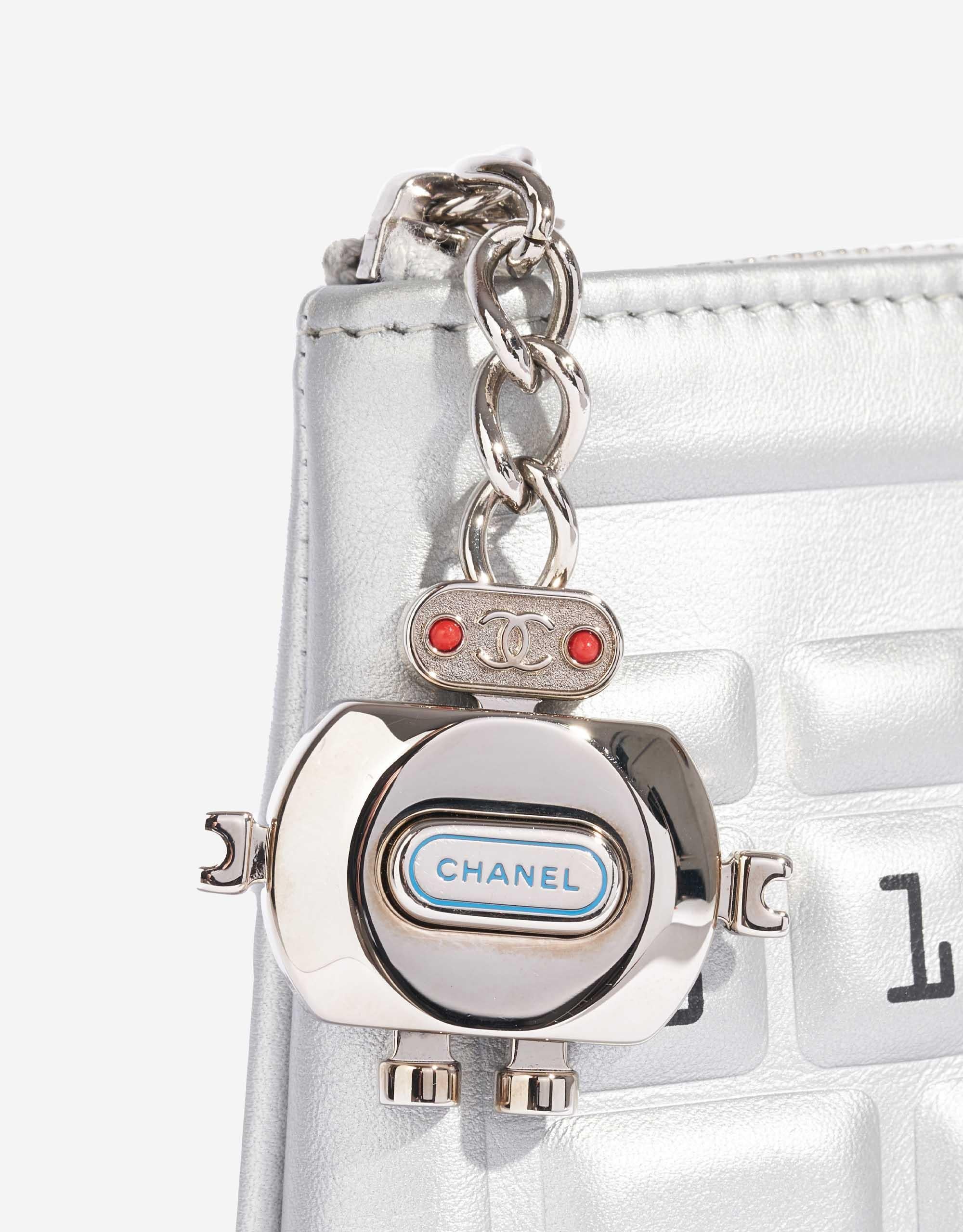 Chanel Rare Metallic Silver Data Center Novelty Minaudière Keyboard Clutch  For Sale 1