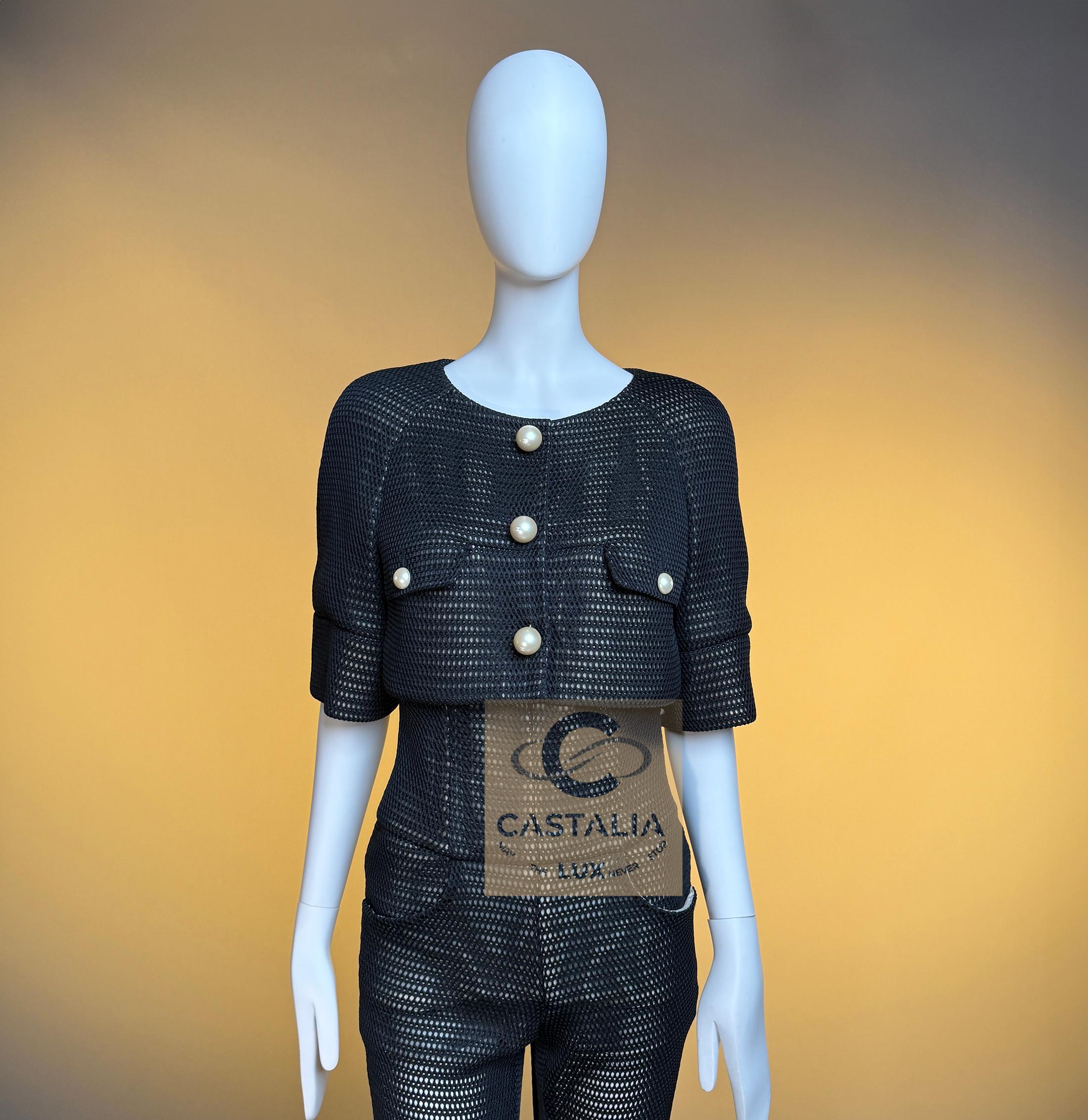 CHANEL Rare Miley Cyrus Style Provocative Black Suit 34 FR For Sale 6