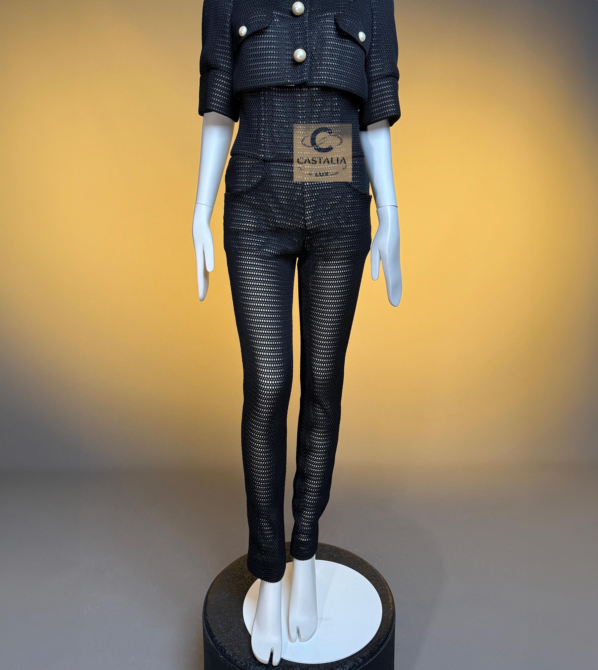 CHANEL Rare Miley Cyrus Style Provocative Black Suit 34 FR For Sale 11