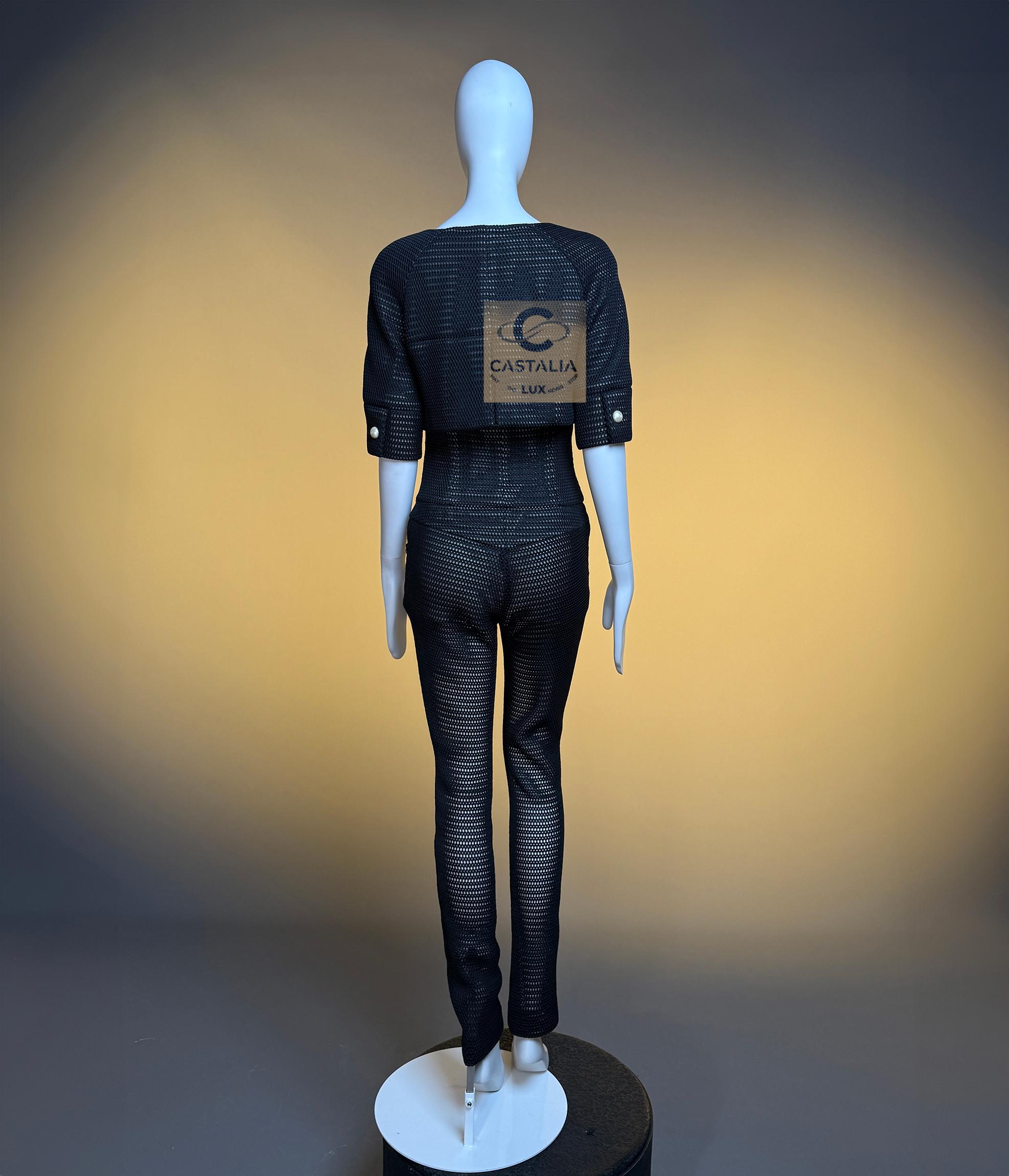 CHANEL Rare Miley Cyrus Style Provocative Black Suit 34 FR For Sale 16
