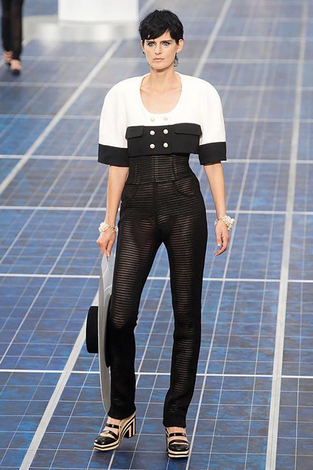 Women's or Men's CHANEL Rare Miley Cyrus Style Provocative Black Suit 34 FR For Sale