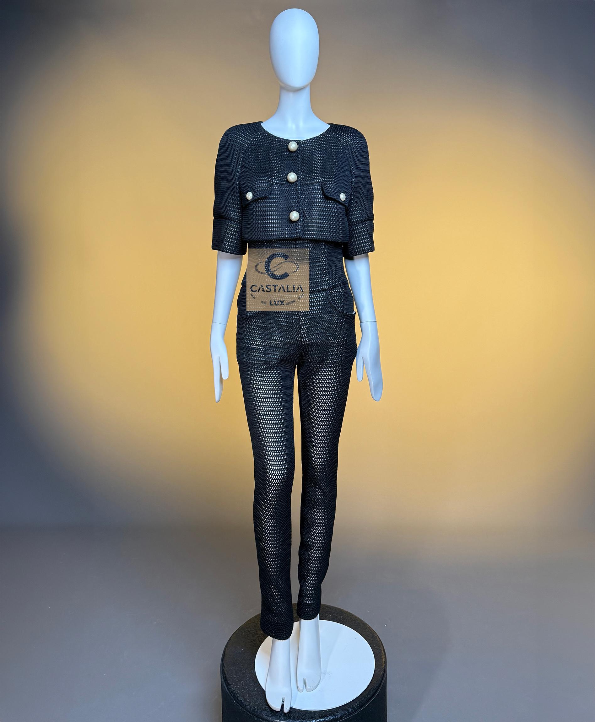 CHANEL Rare Miley Cyrus Style Provocative Black Suit 34 FR For Sale 5