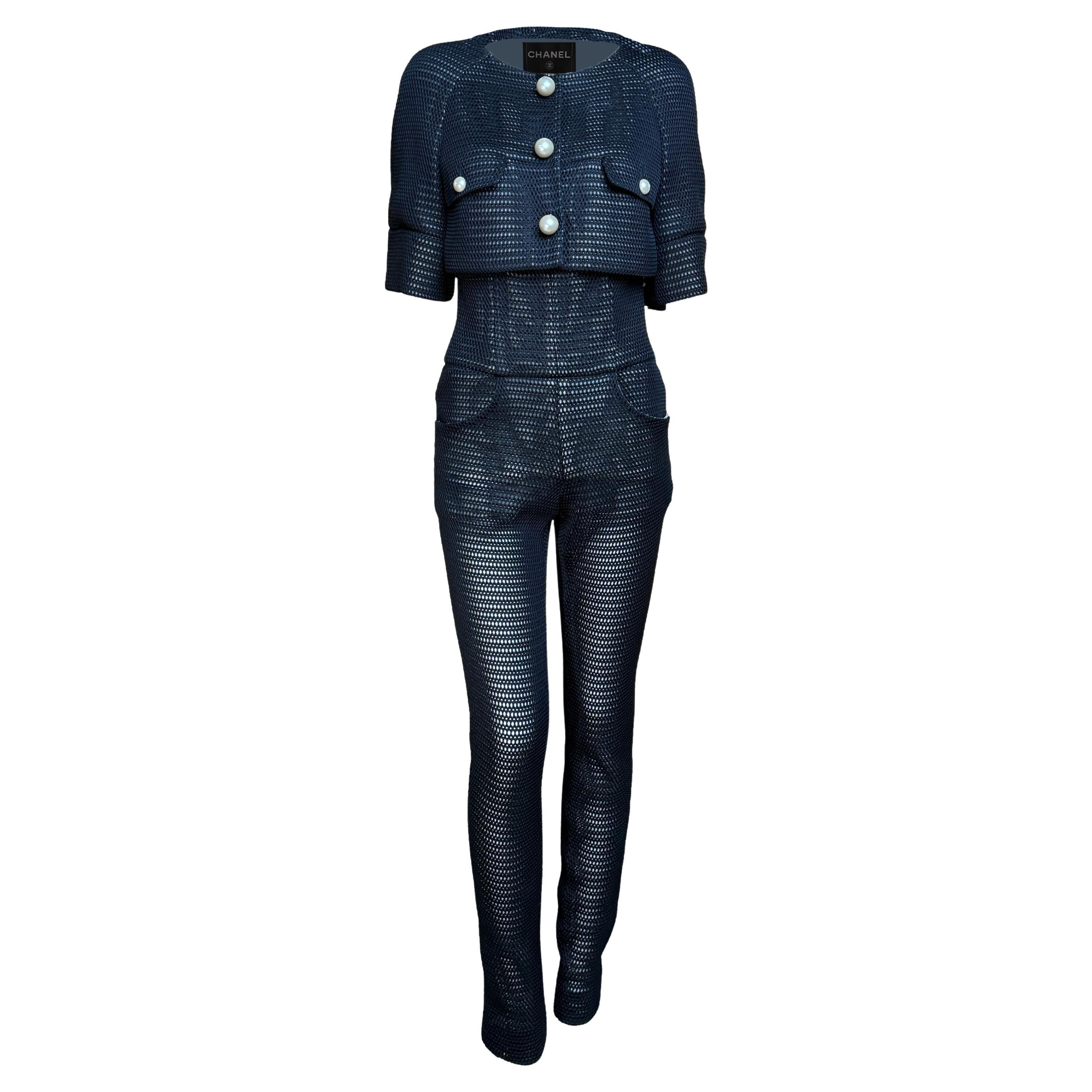CHANEL Rare Miley Cyrus Style Provocative Black Suit 34 FR For Sale