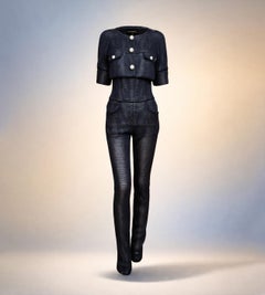 CHANEL Seltene Miley Cyrus Stil provokative schwarze Anzug 34 FR