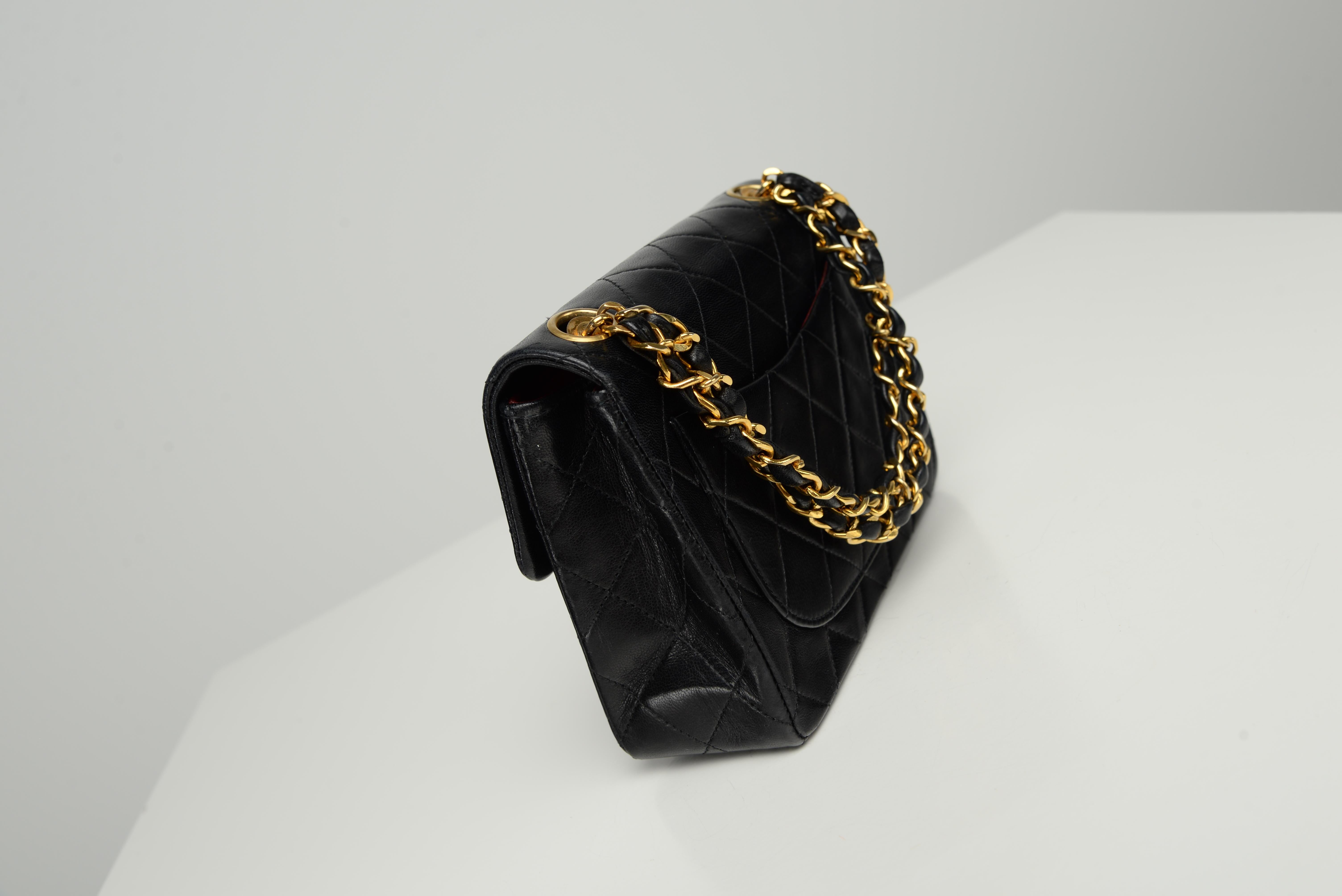 Chanel RARE Mini Square Top Handle Chain Black Lambskin Bag 7