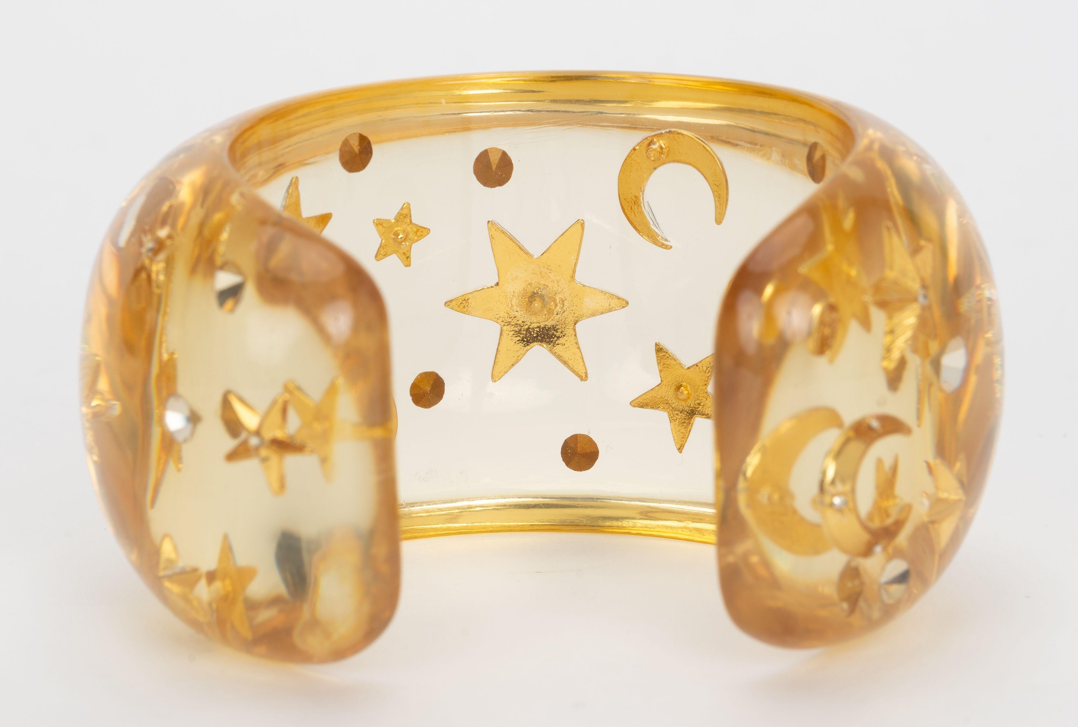 Chanel Rare Moon and Star Inlay Cuff In Excellent Condition For Sale In West Hollywood, CA