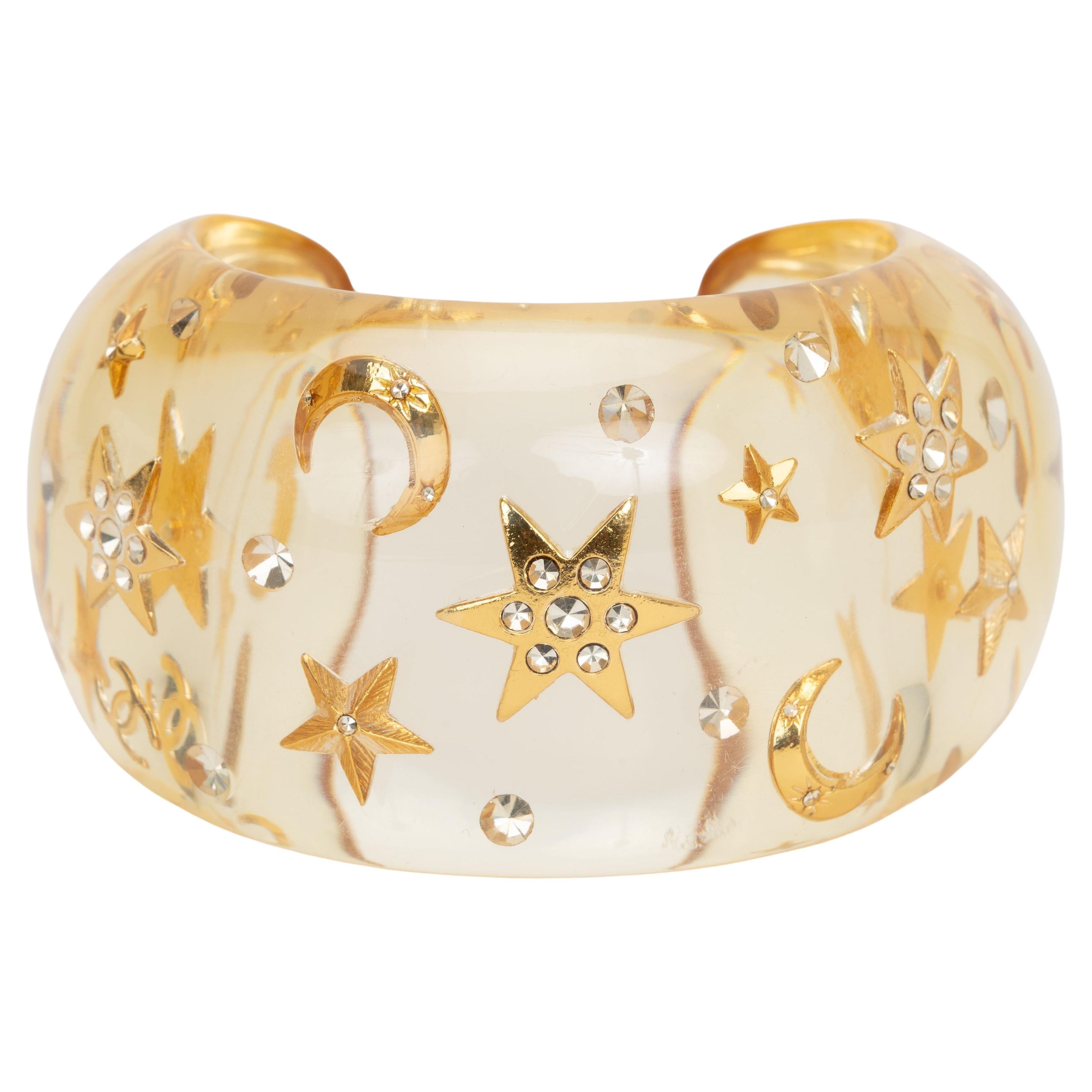 Chanel Rare Moon and Star Inlay Cuff For Sale