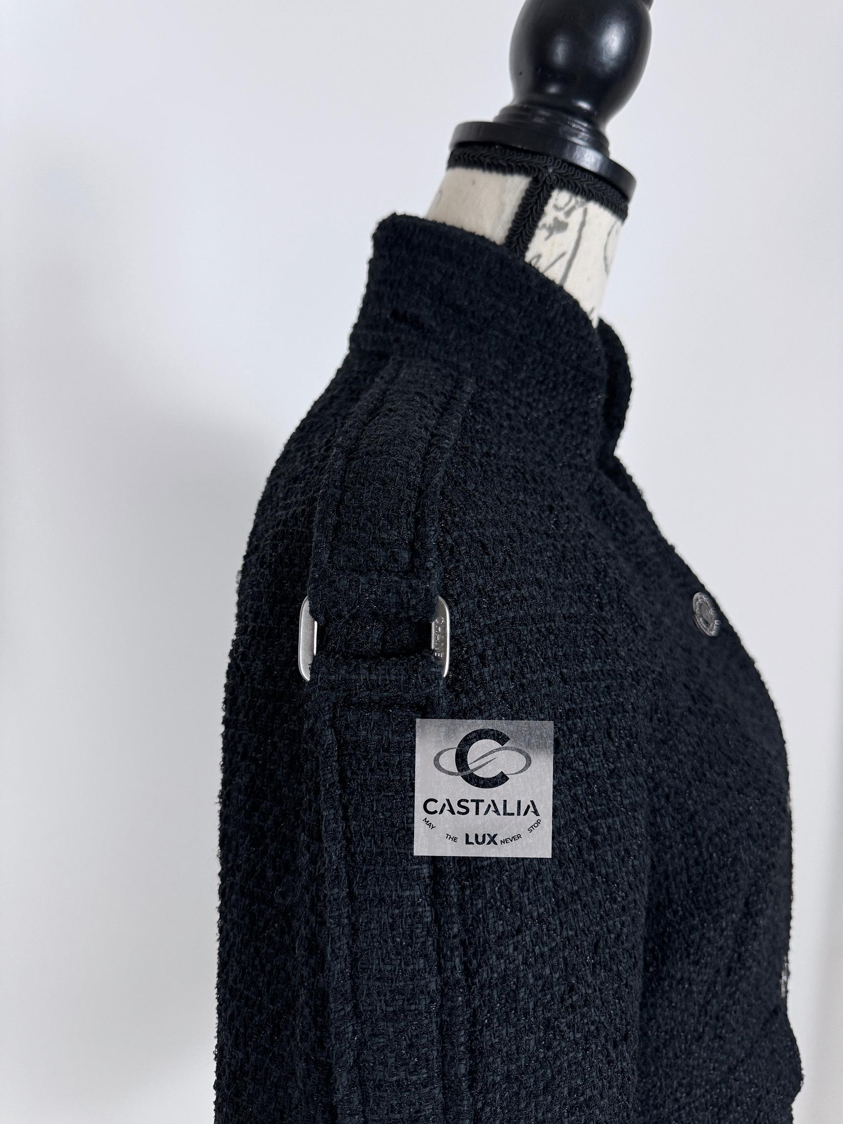 Chanel Seltene Natalia Vodianova Stil Schwarz Tweed Jacke 38 FR im Angebot 6