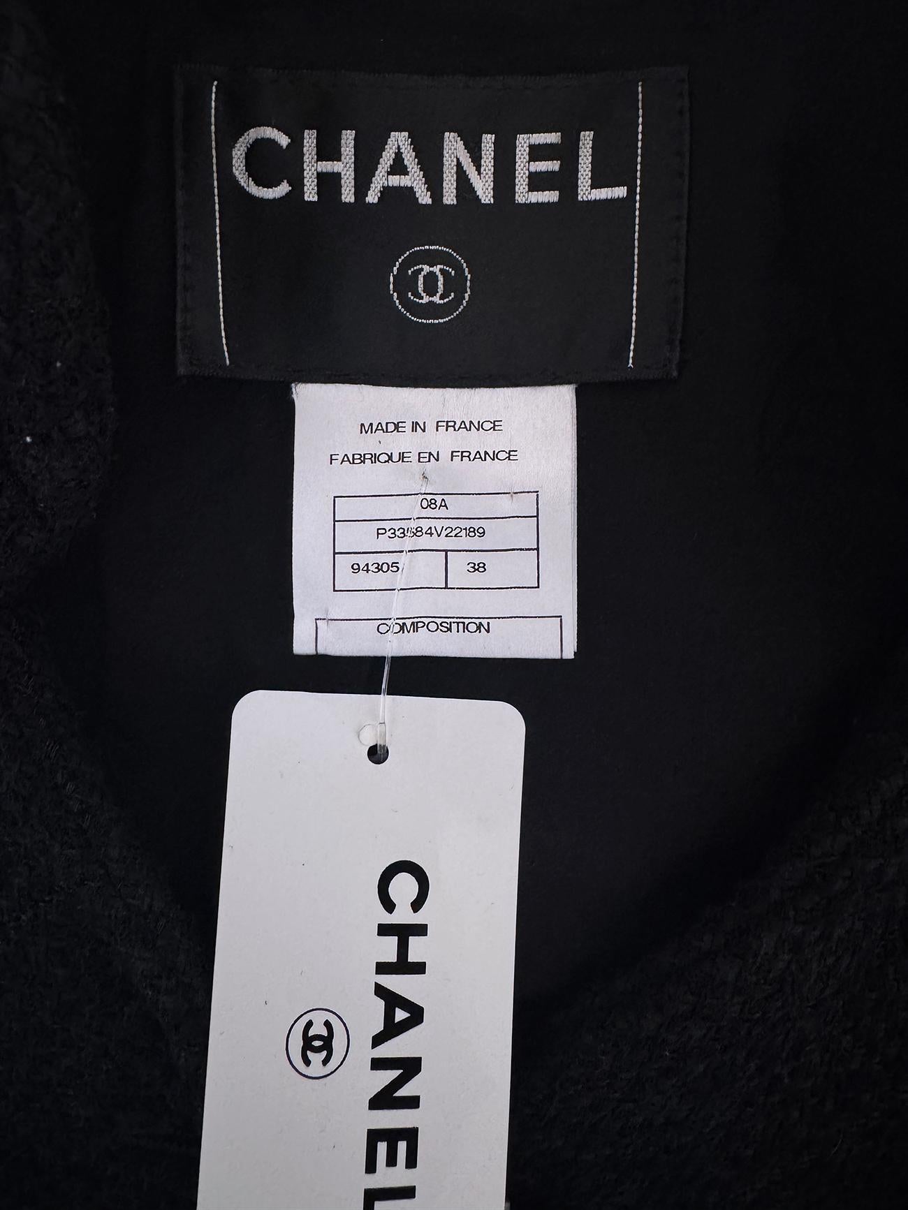 Chanel Rare Natalia Vodianova Style Black Tweed Jacket 38 FR For Sale 9