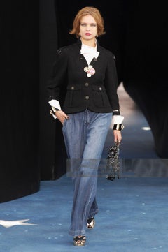 Chanel Rare Natalia Vodianova Style Black Tweed Jacket 38 FR
