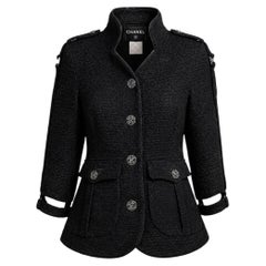 Chanel Rare Natalia Vodianova Style Black Tweed Jacket 38 FR