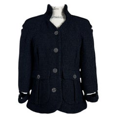 Chanel Seltene schwarze Tweed-Jacke im Natalia Vodianova-Stil